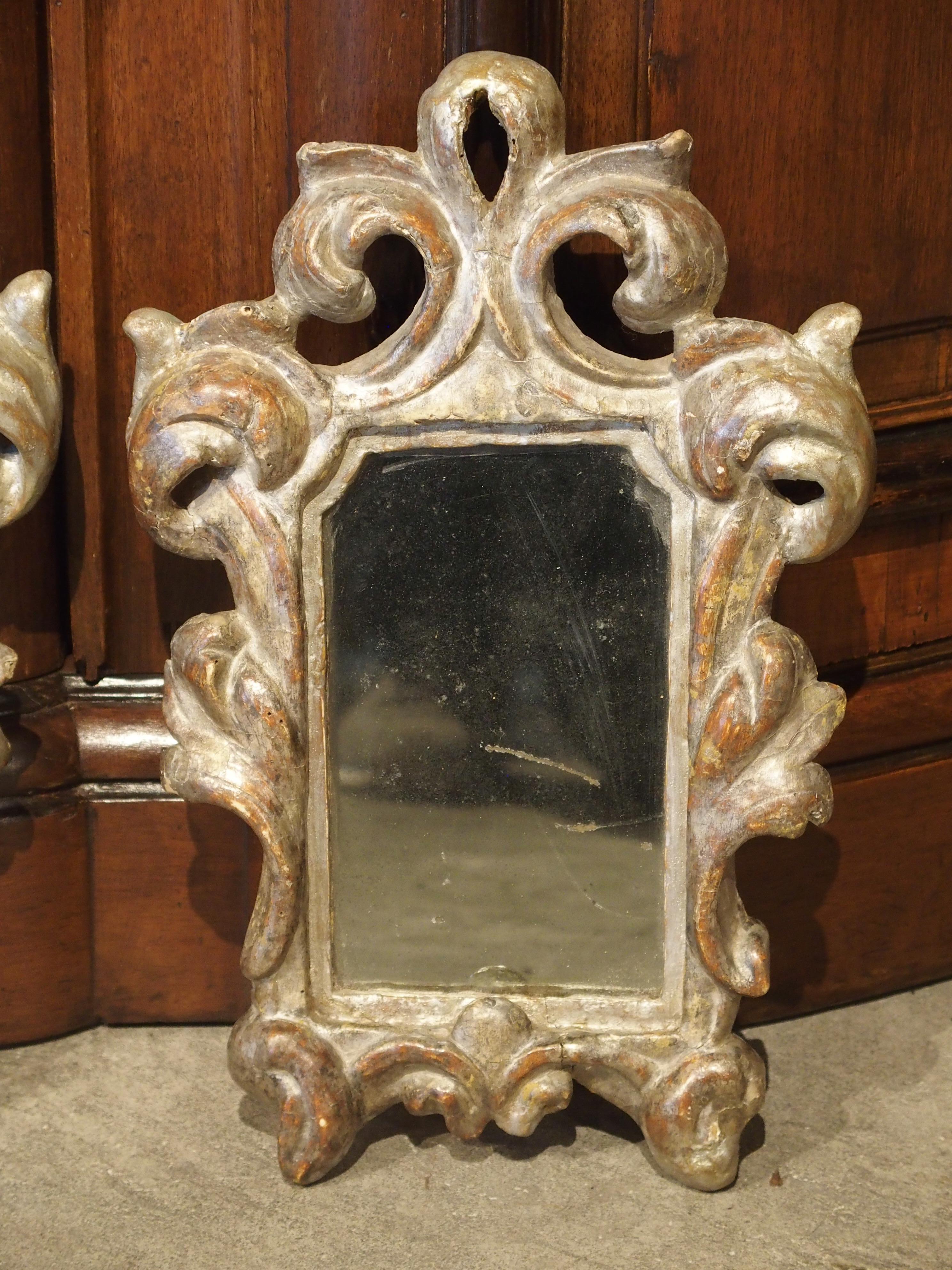 Pair of Small 19th Century Italian Silver Gilt Mirrors 1