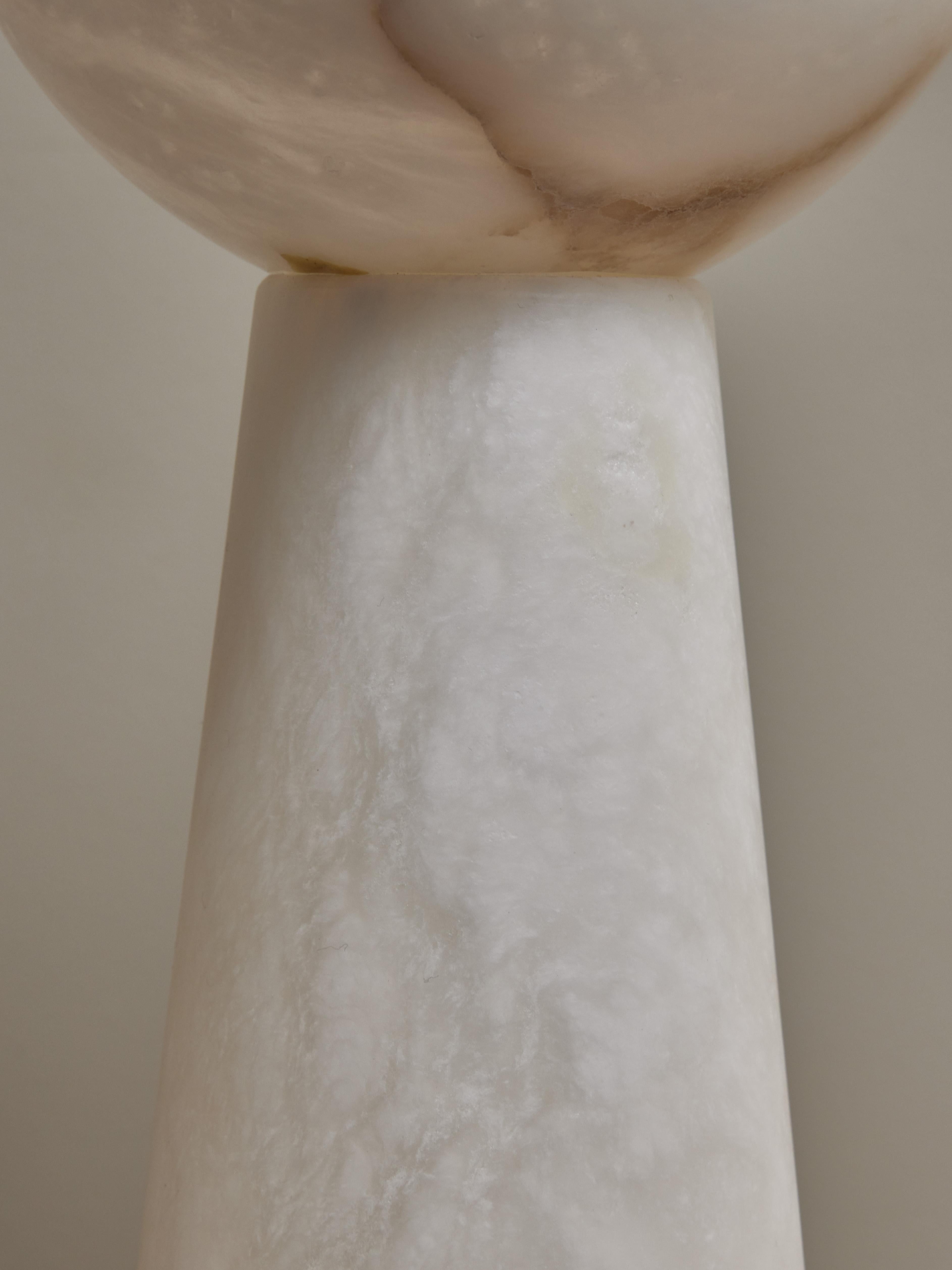 Spanish Pair of Small Alabaster Conical Table Lamps with Globes For Sale