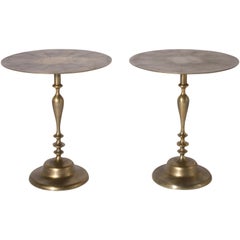 Pair of Small Alberto Pinto Brass Tables Designed for the Ritz, circa 1950