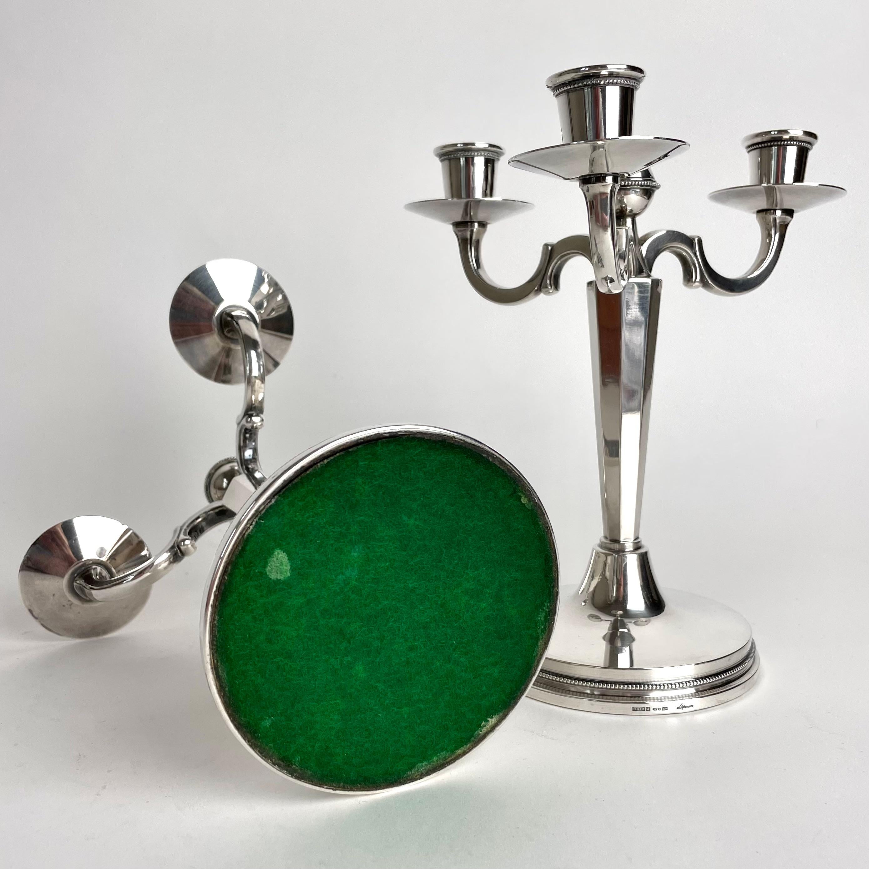 Pair of small and elegant candelabras in Silver by Eric Löfman, Sweden in 1972 4