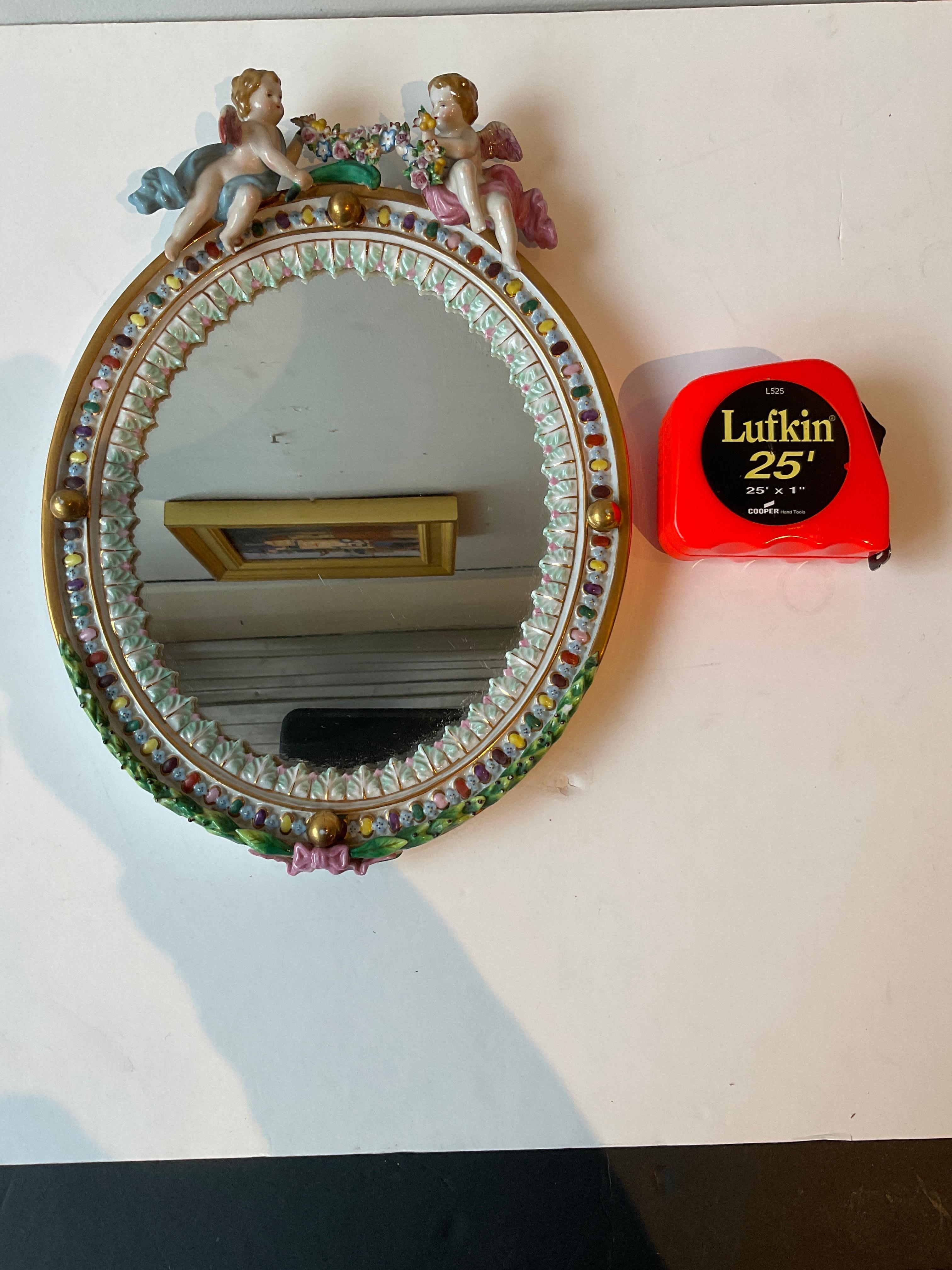 Pareja De Pequeños Espejos Ángeles De Porcelana Italiana Andrea S en venta 5