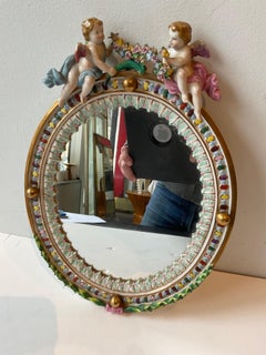 Pair Of Small Andrea S Italian Porcelain Angel Mirrors