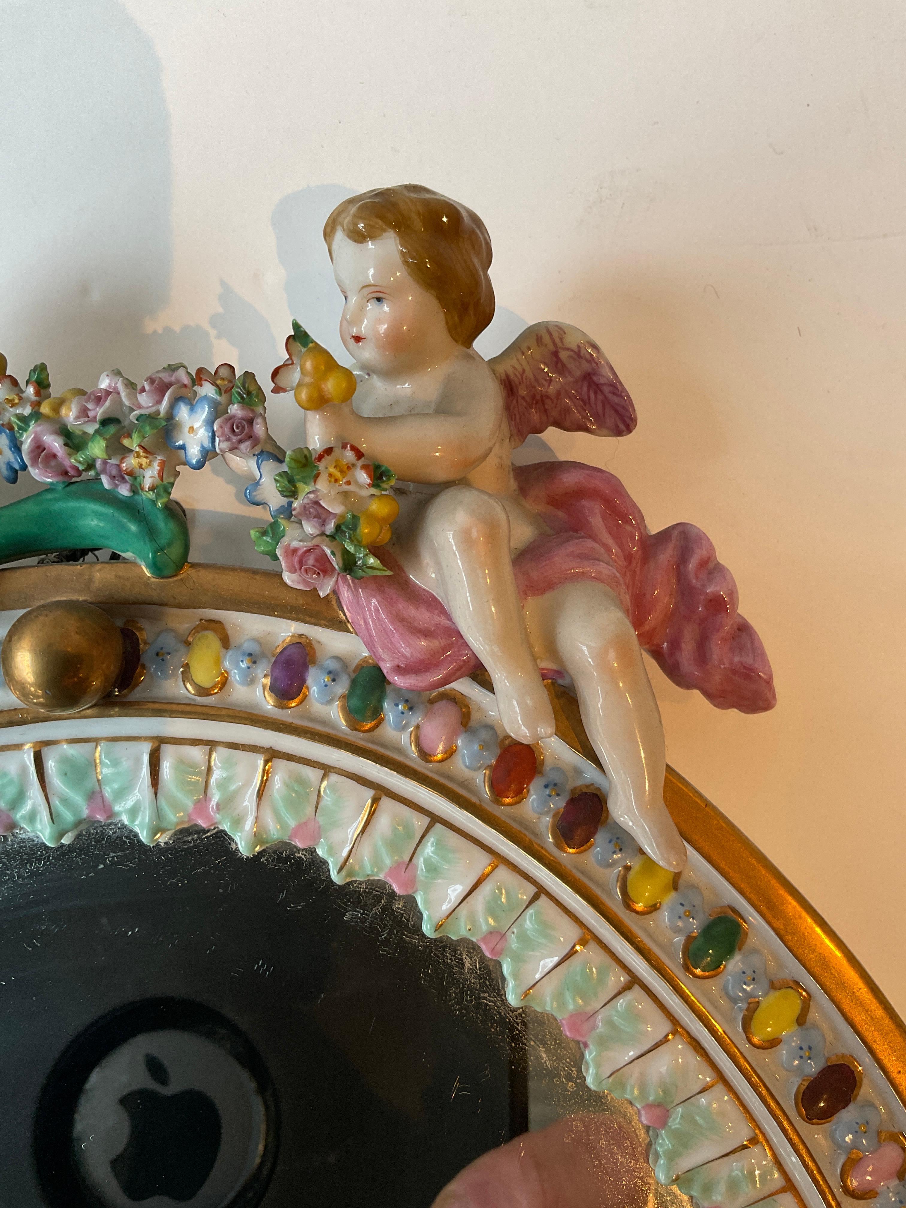 Pareja De Pequeños Espejos Ángeles De Porcelana Italiana Andrea S finales del siglo XX en venta