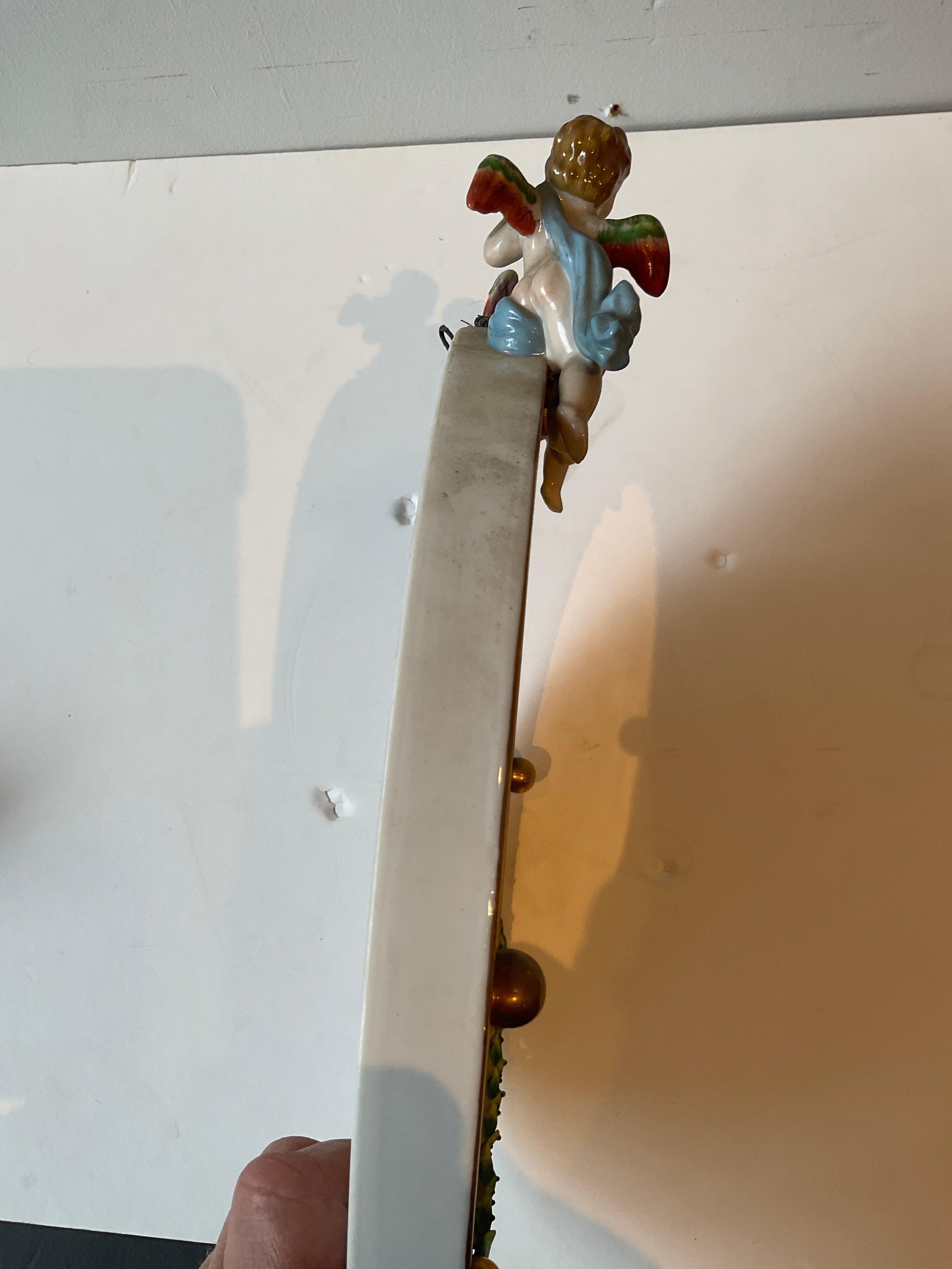 Pareja De Pequeños Espejos Ángeles De Porcelana Italiana Andrea S en venta 2