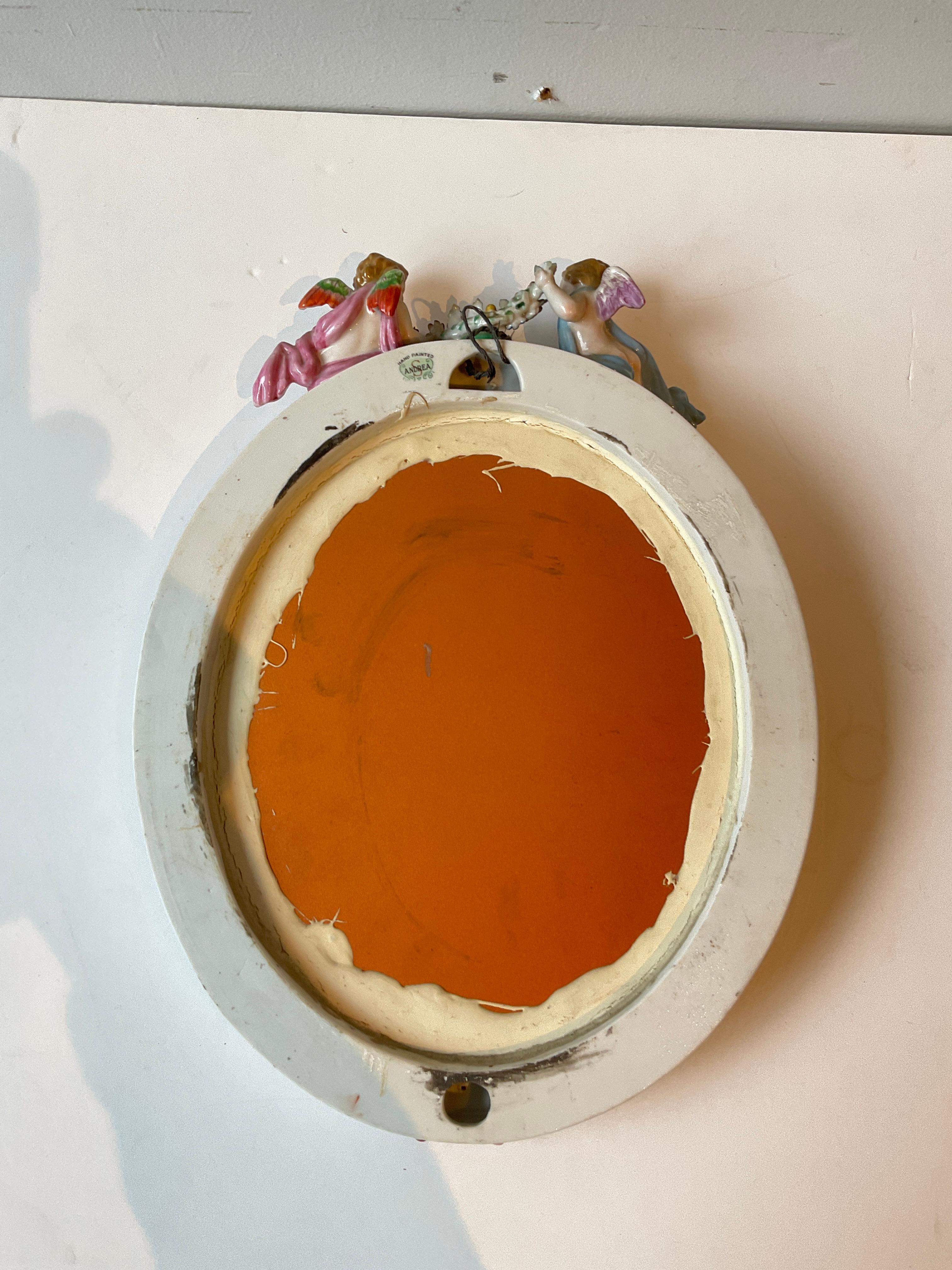 Pareja De Pequeños Espejos Ángeles De Porcelana Italiana Andrea S en venta 3