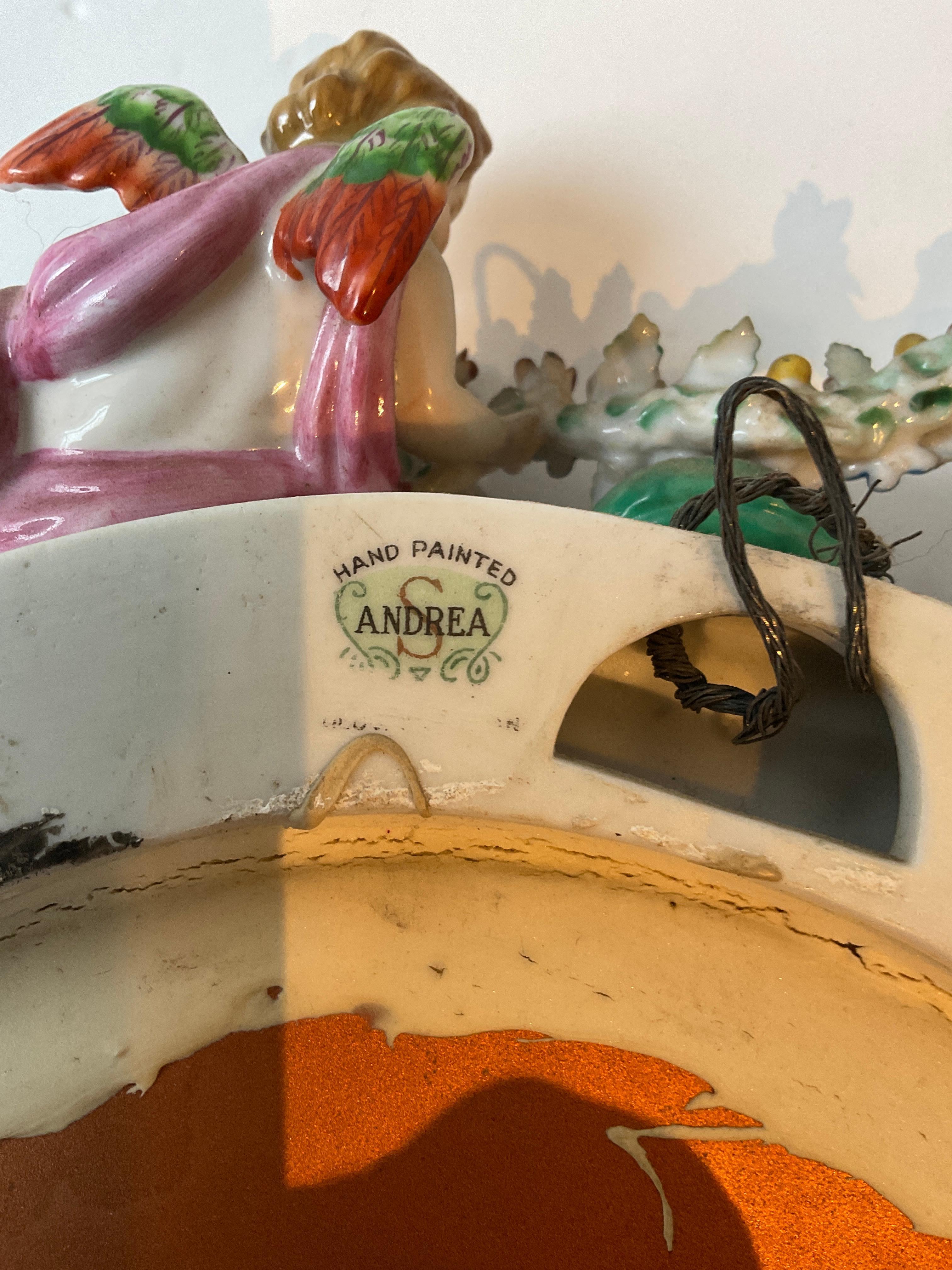 Pareja De Pequeños Espejos Ángeles De Porcelana Italiana Andrea S en venta 4