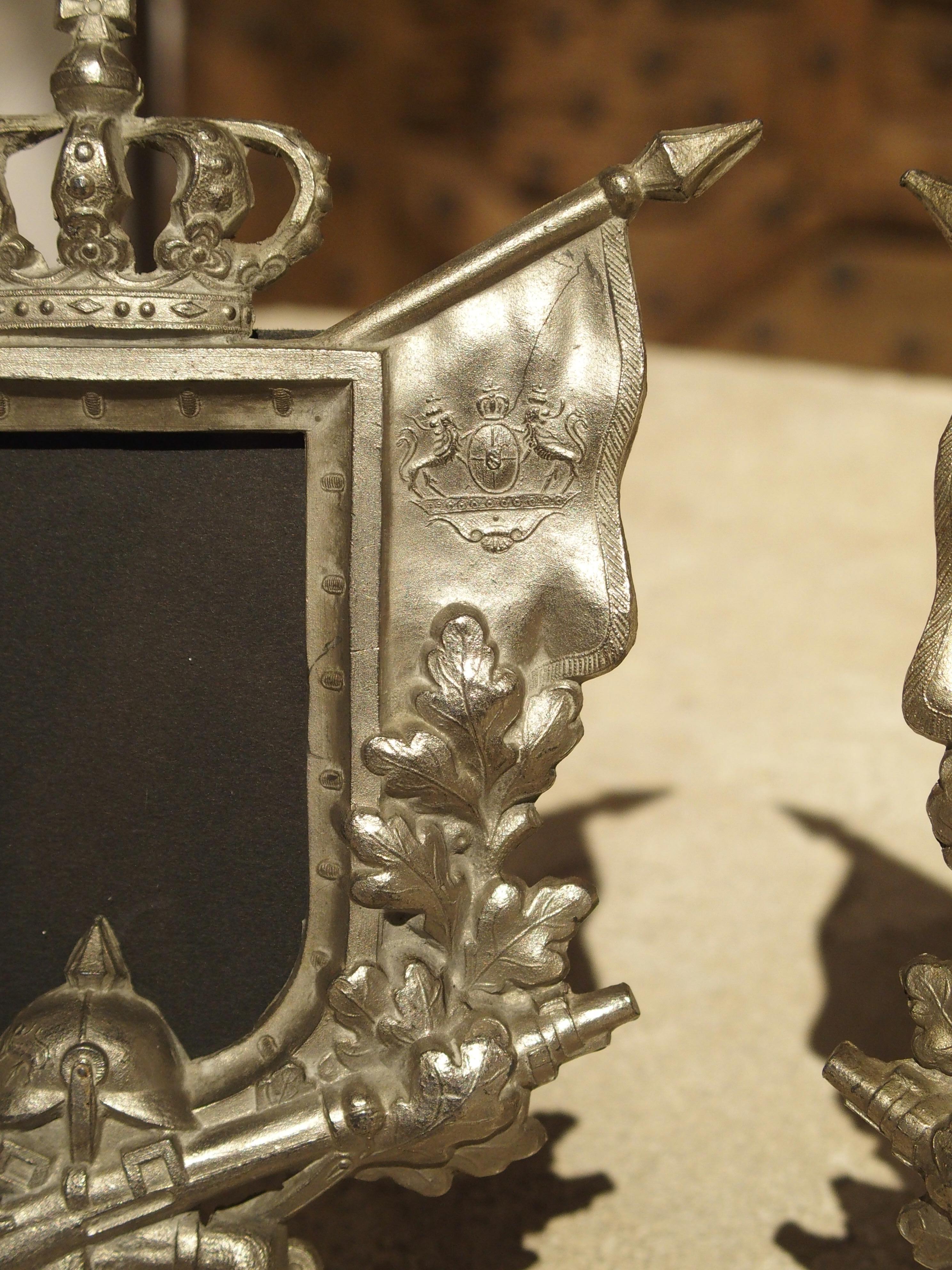 Pair of Small Antique Cast Metal Picture Frames from Germany, circa 1900 6