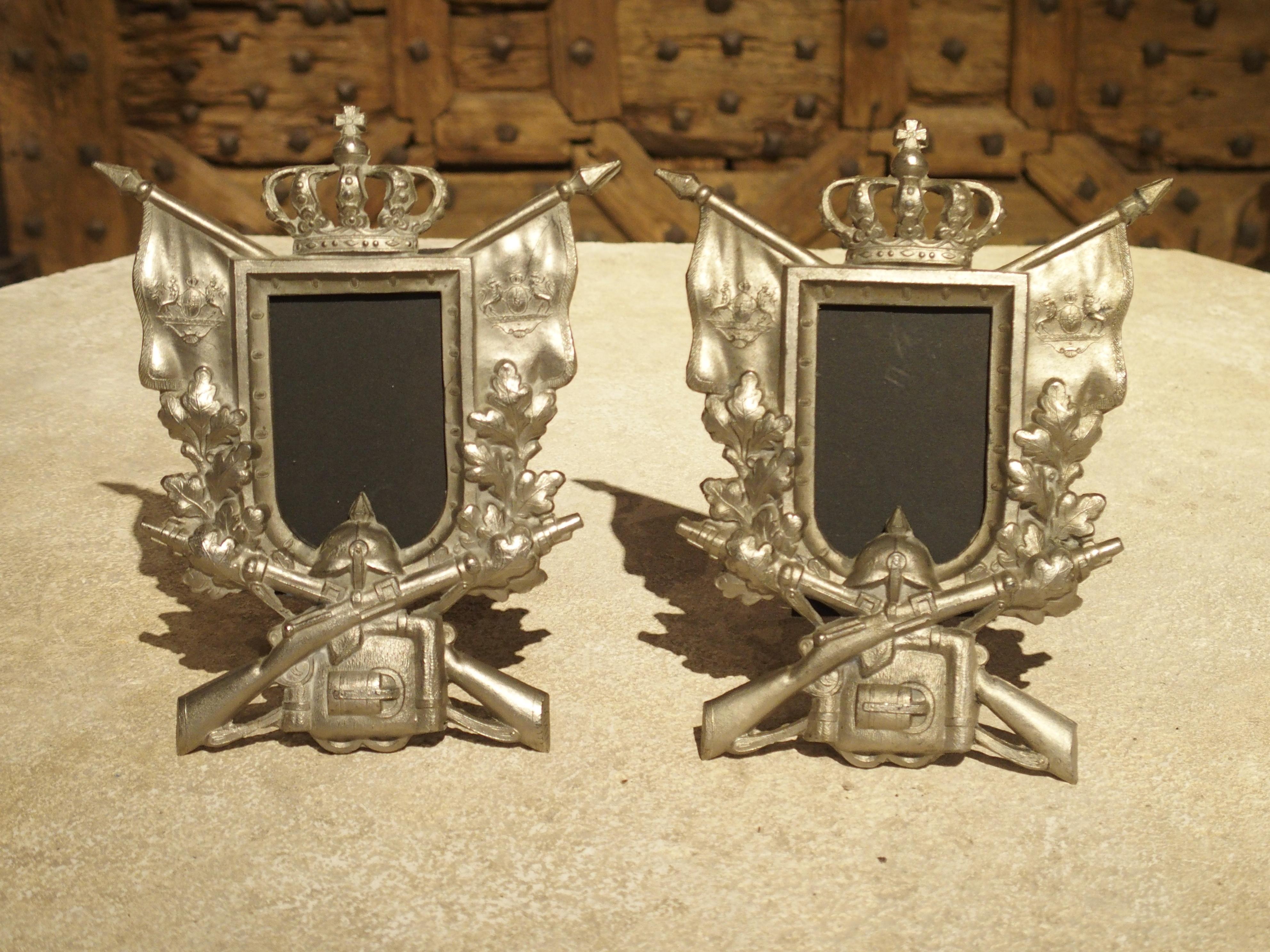 Pair of Small Antique Cast Metal Picture Frames from Germany, circa 1900 11