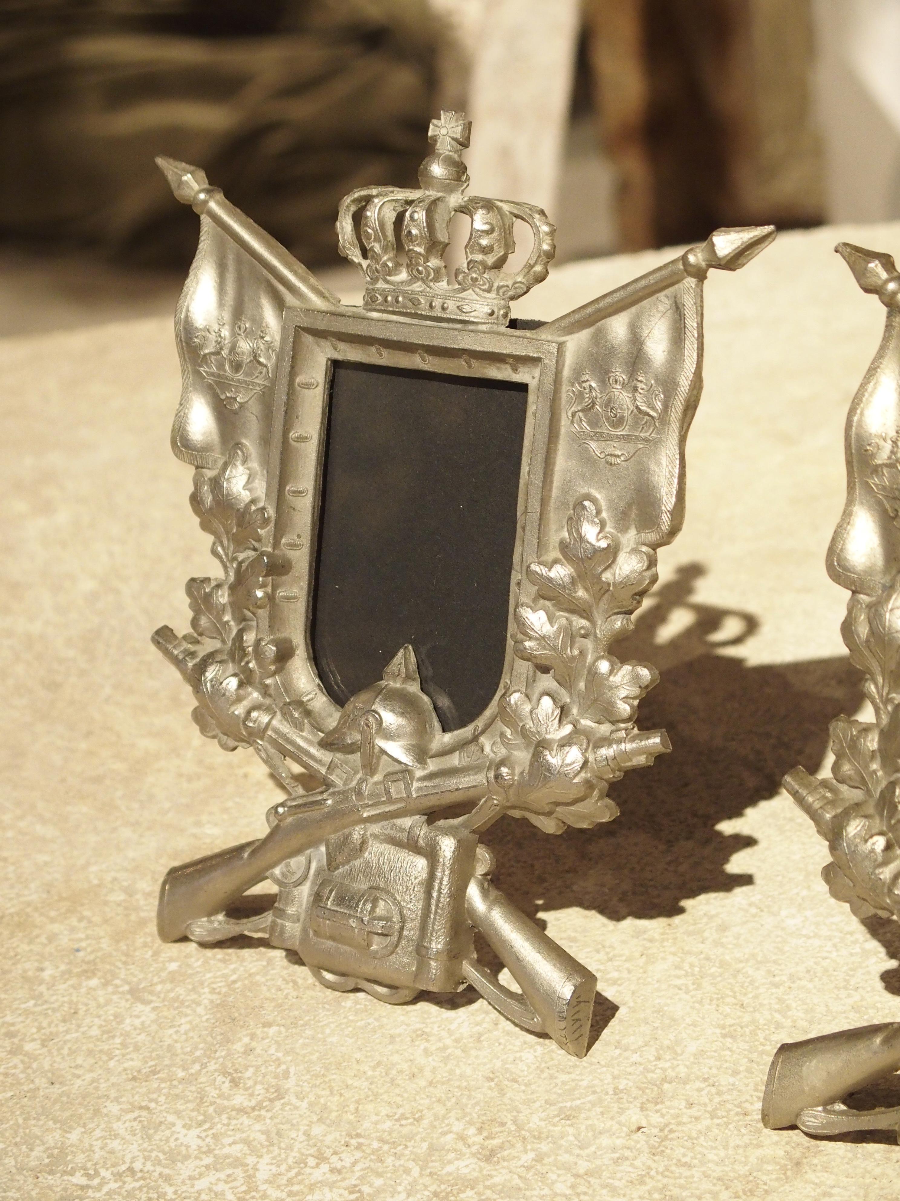 Early 20th Century Pair of Small Antique Cast Metal Picture Frames from Germany, circa 1900