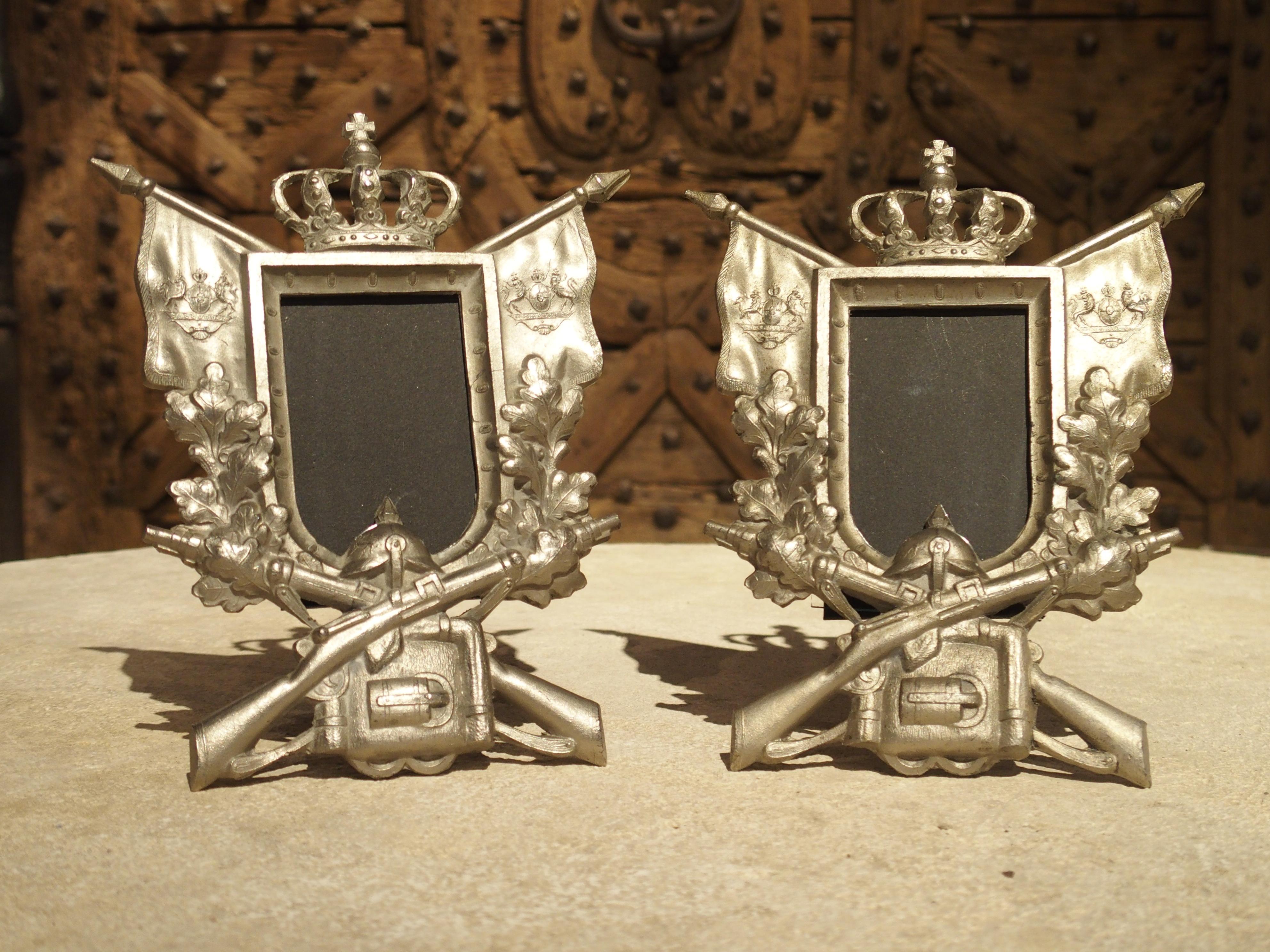 Pair of Small Antique Cast Metal Picture Frames from Germany, circa 1900 3