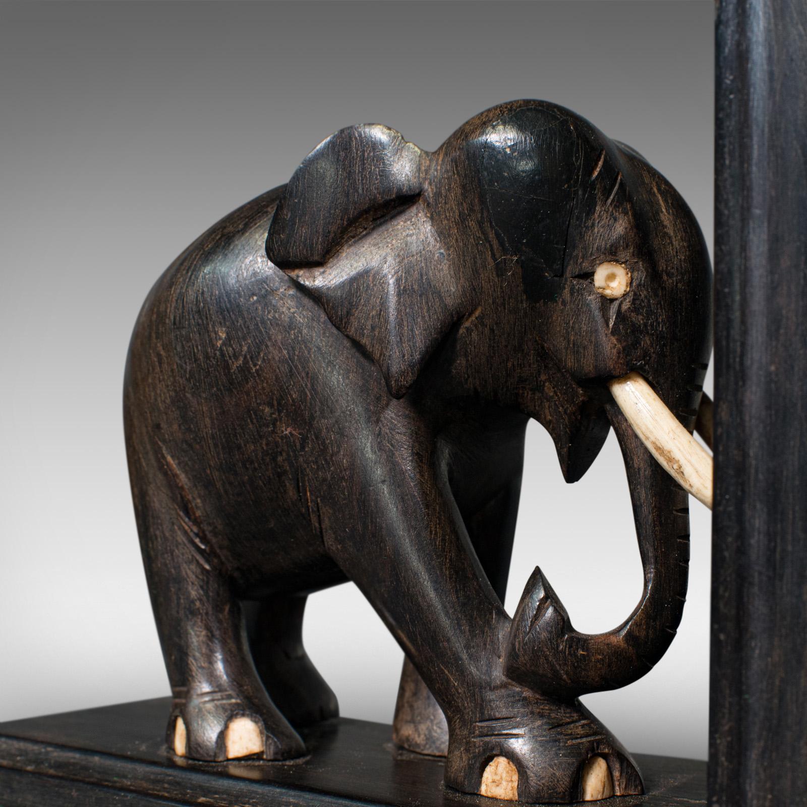 Pair of Small Antique Elephant Bookends, Anglo Indian, Ebony, Victorian, C.1890 For Sale 1