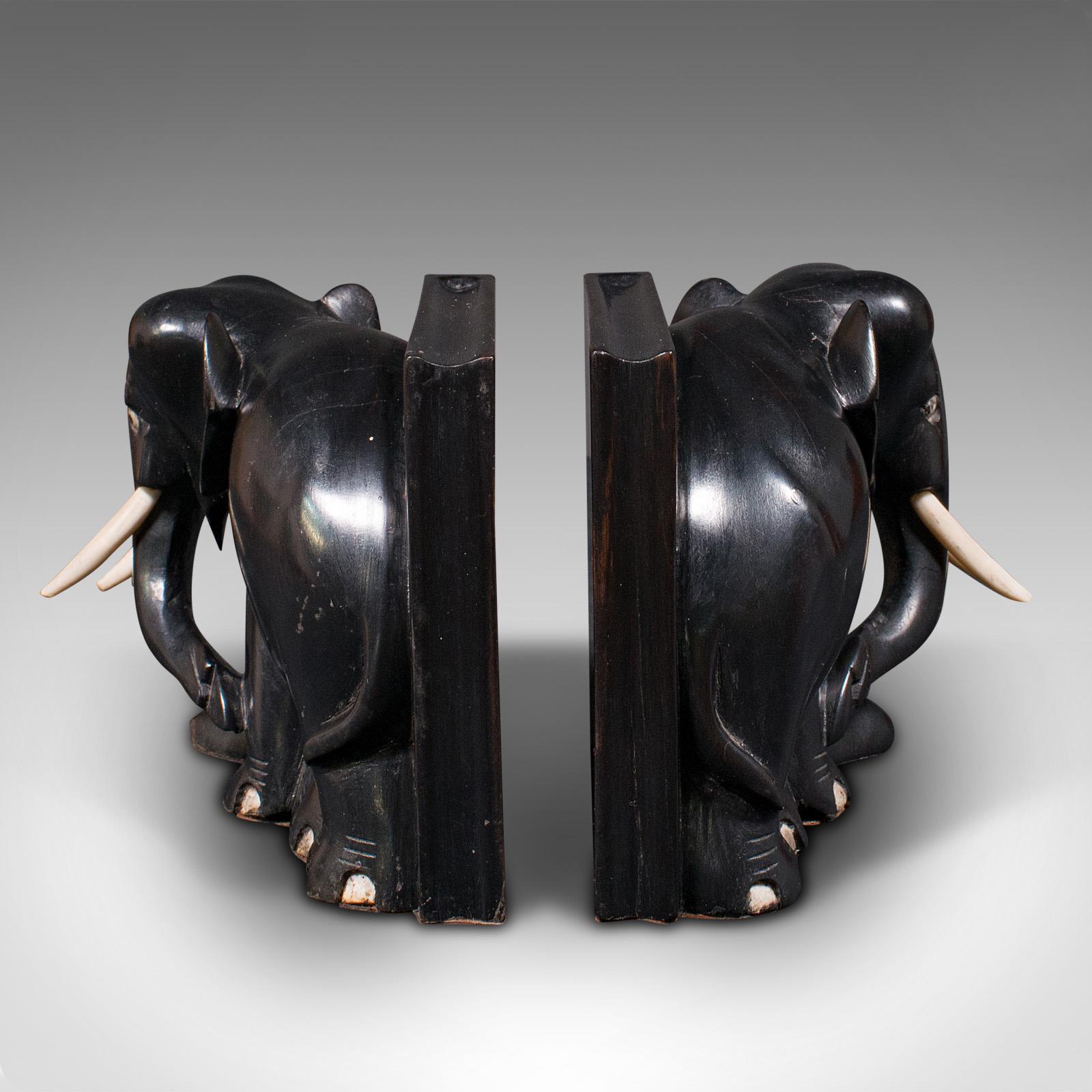 ebony elephant bookends