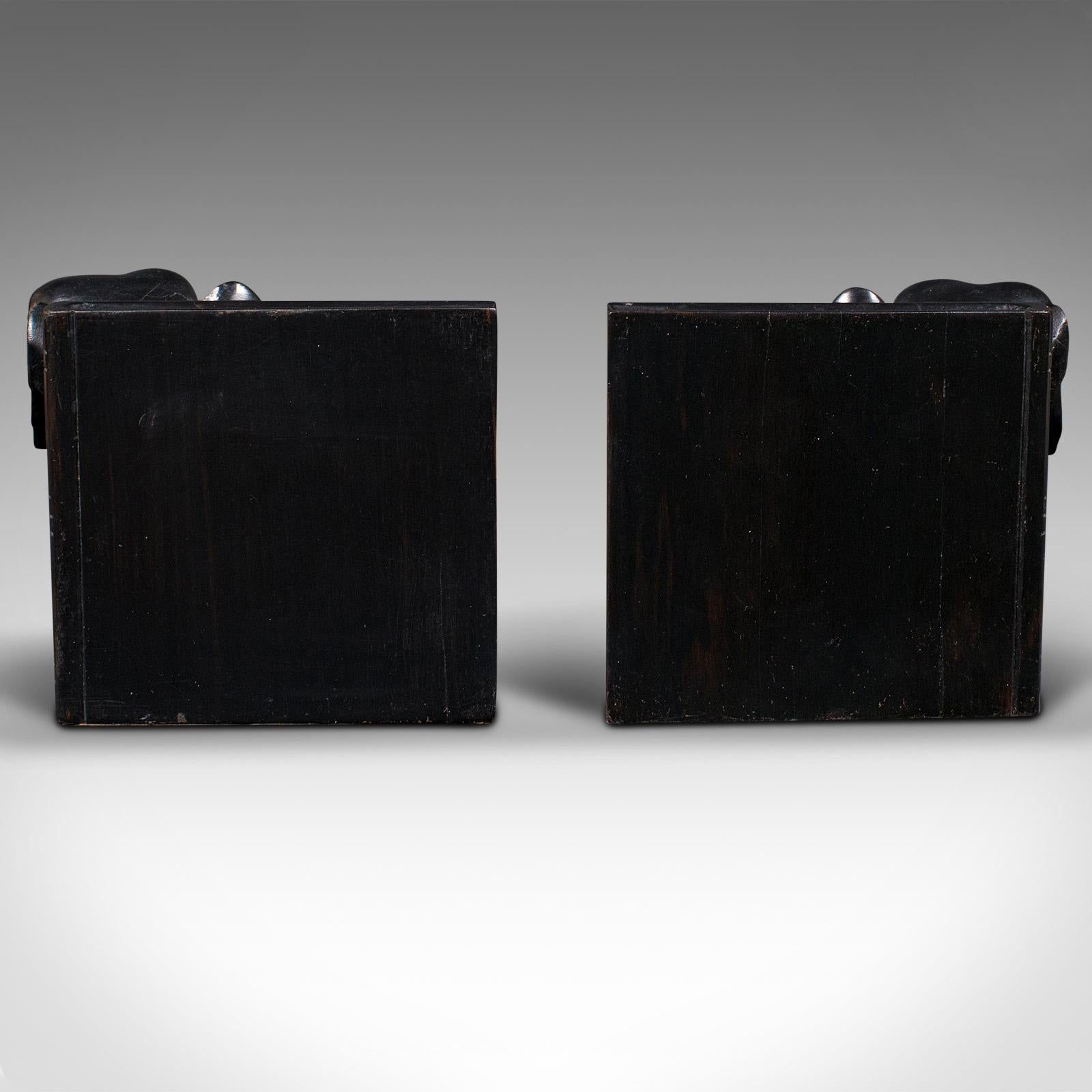 Pair of Small Antique Elephant Bookends, Indian, Ebony, Novel Rest, Victorian In Good Condition In Hele, Devon, GB