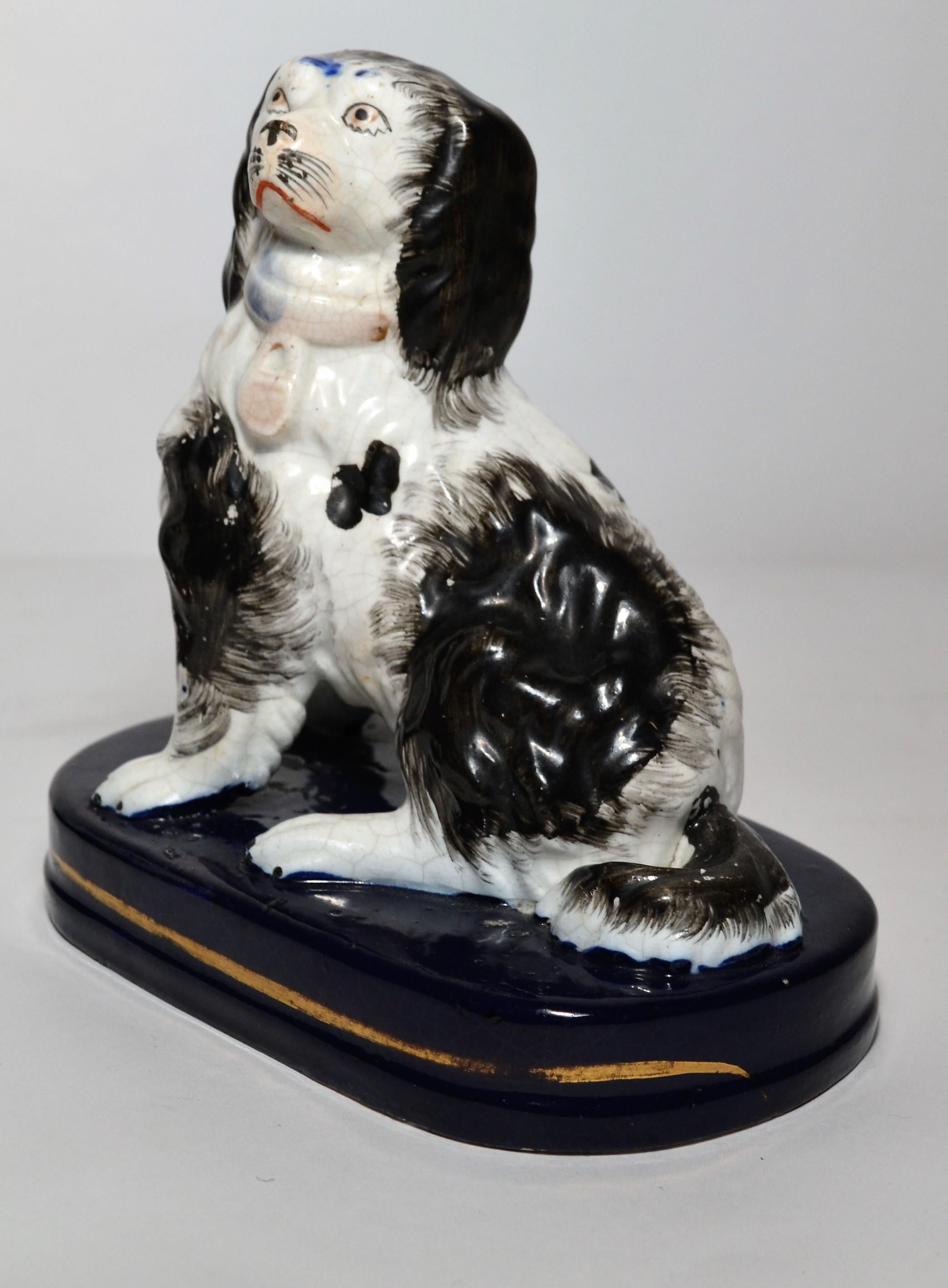 19th Century Pair of Small Antique English Victorian Staffordshire Dogs, circa 1880