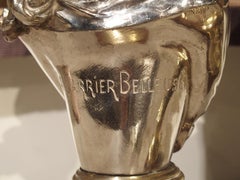 Pair of Small Antique French Silvered Bronze Busts on Marble Bases, circa 1890