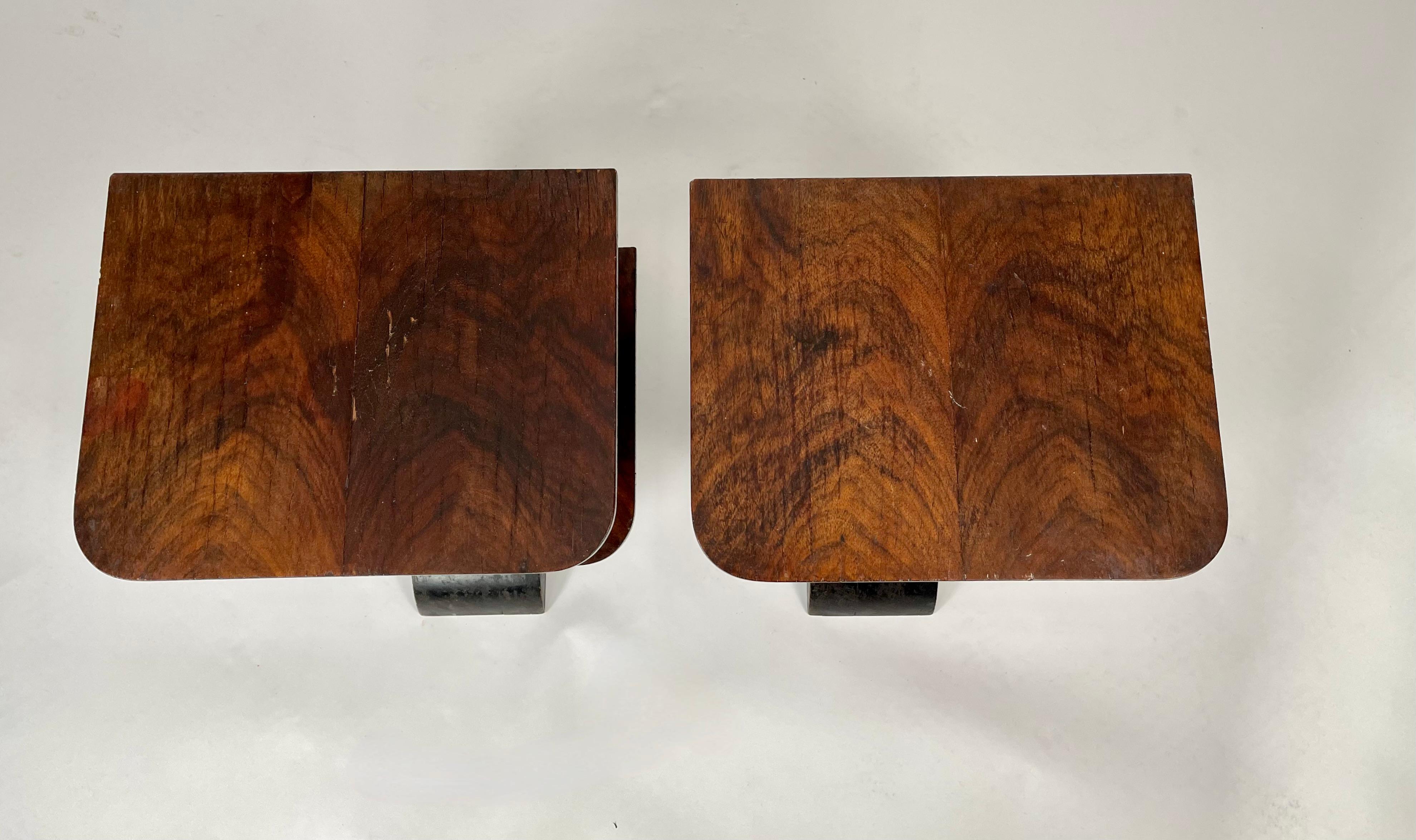 Pair of Small Art Deco End Tables with Shelves 1