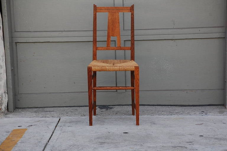 Arts and Crafts Pair of Small Arts & Crafts Oak Side Chairs