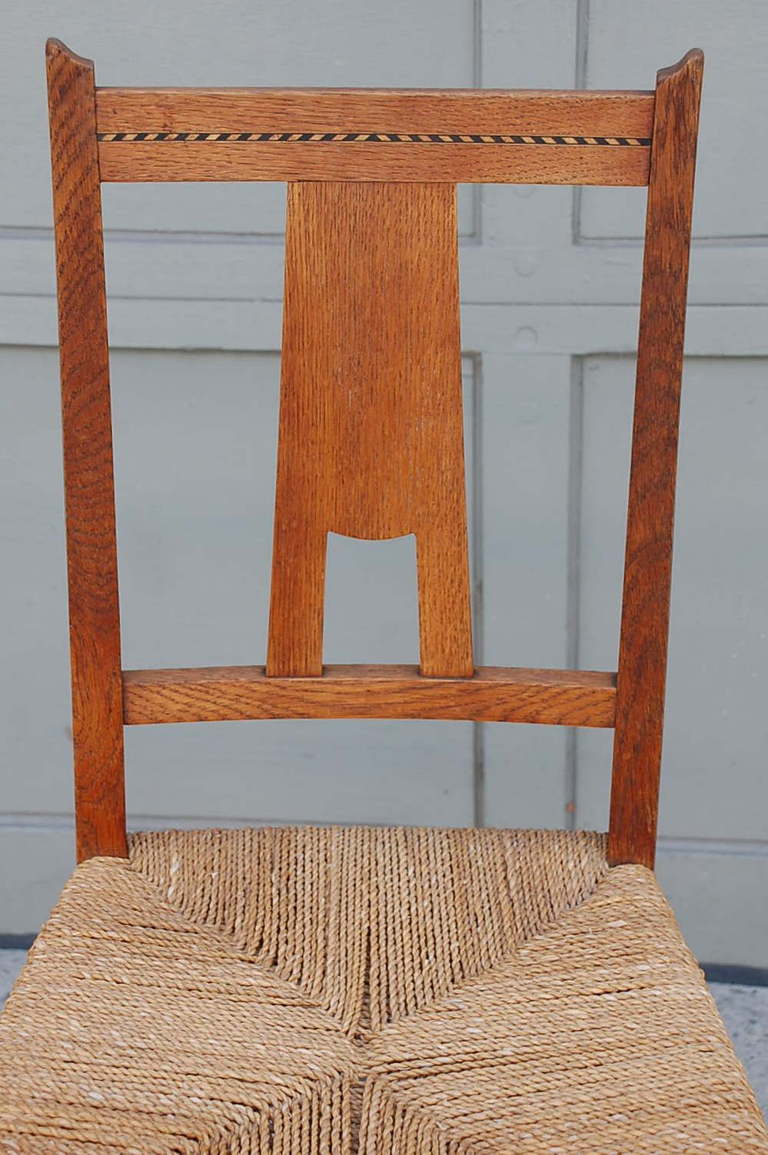 20th Century Pair of Small Arts & Crafts Oak Side Chairs