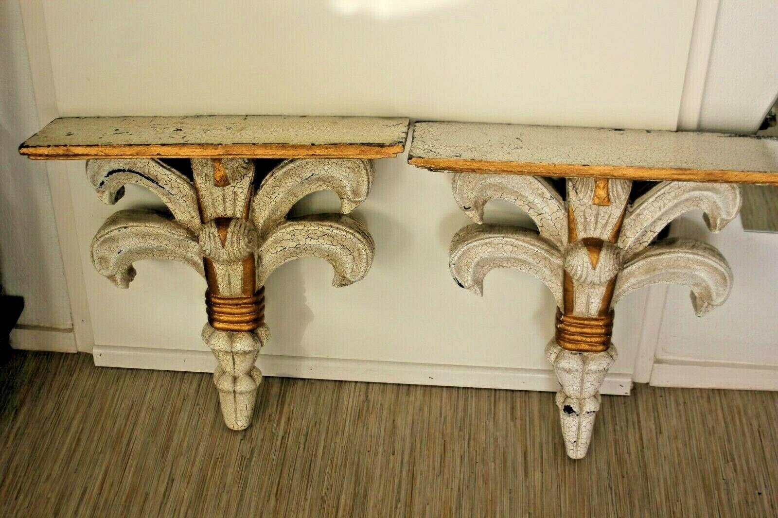 Pair of Small Baroque Console in Painted Wood, circa 1950-1960 For Sale 6