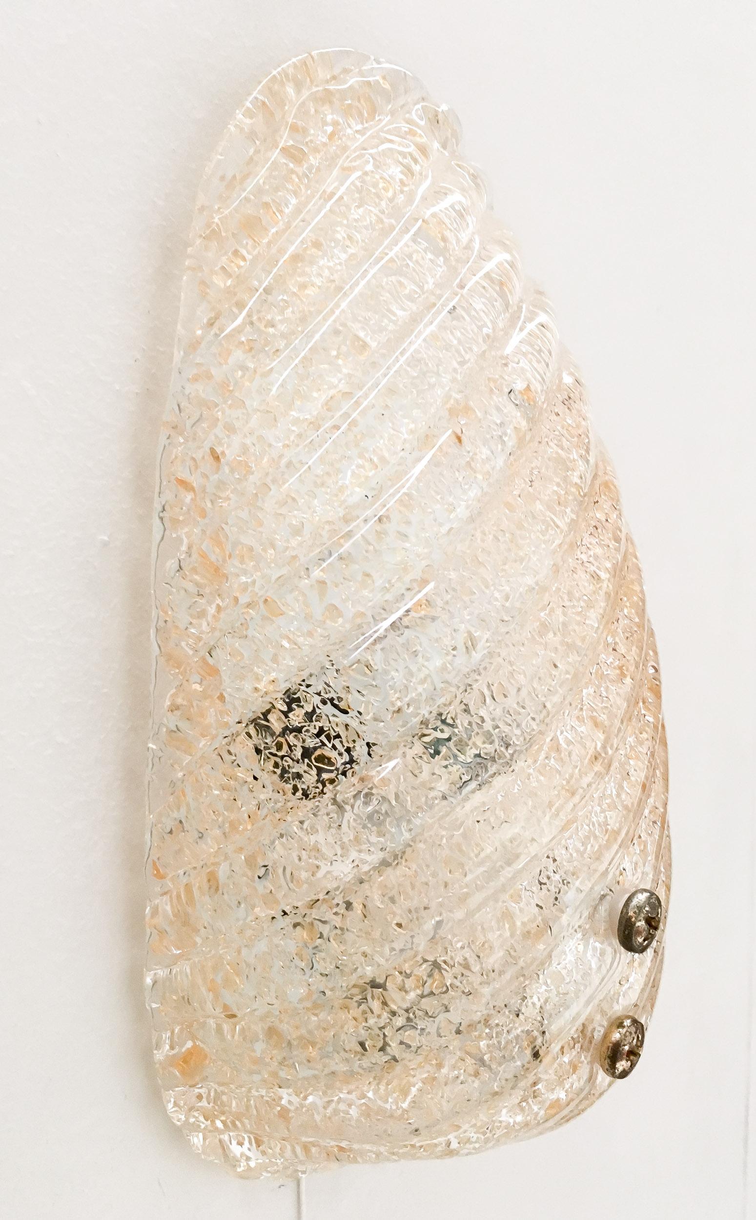 Mid-Century moderno Coppia di piccole lampade in vetro di Murano color oro di Barovier&Toso in vendita