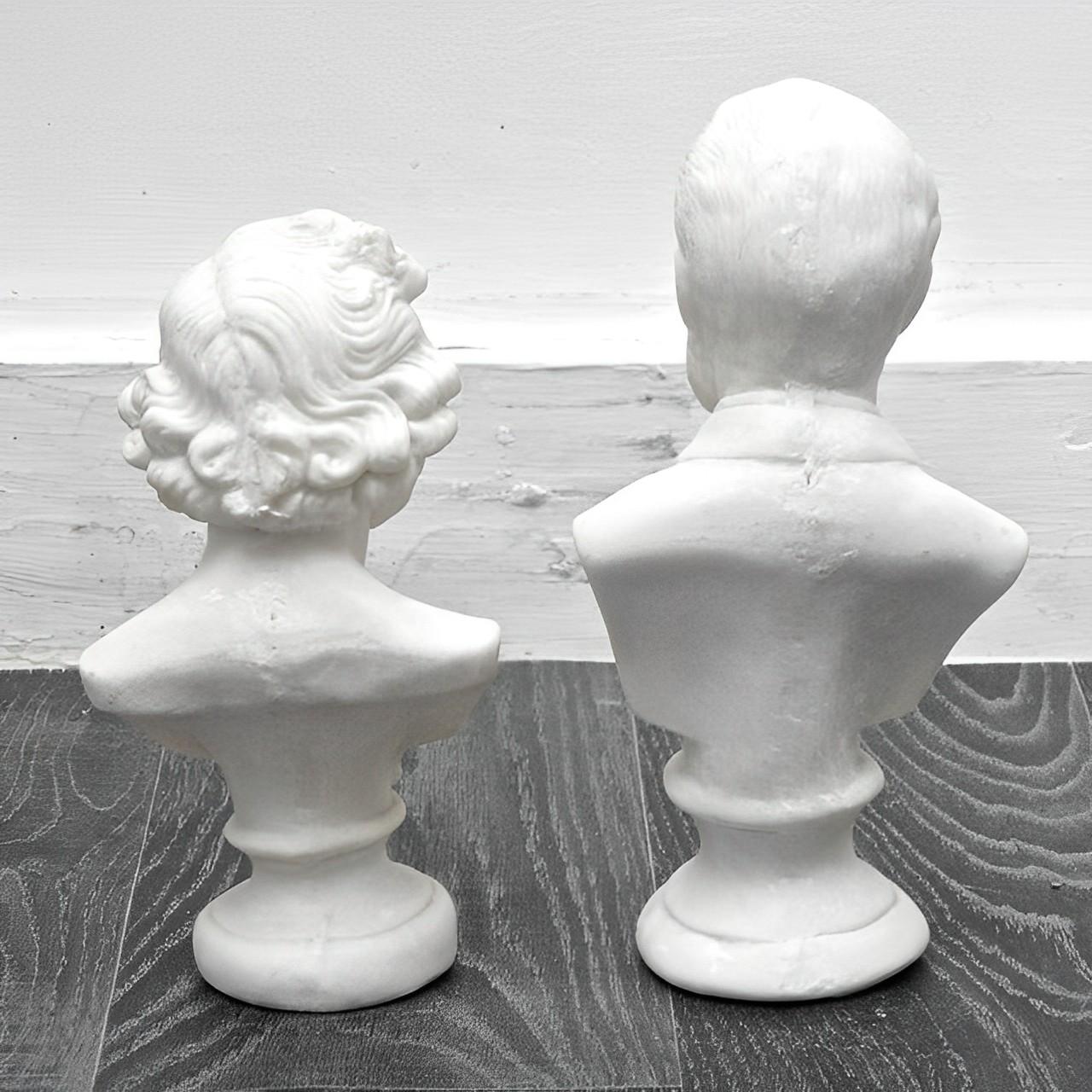European Pair of Small Biscuit Pottery Busts Mendelssohn and Tchaikovsky For Sale