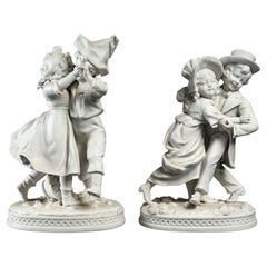 Pair of small Biscuit sculptures, early 20th century