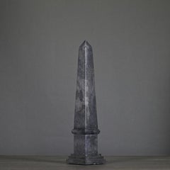 Pair of Small Black and Grey Marble Obelisks, Napoleon III Style, 20th Century.