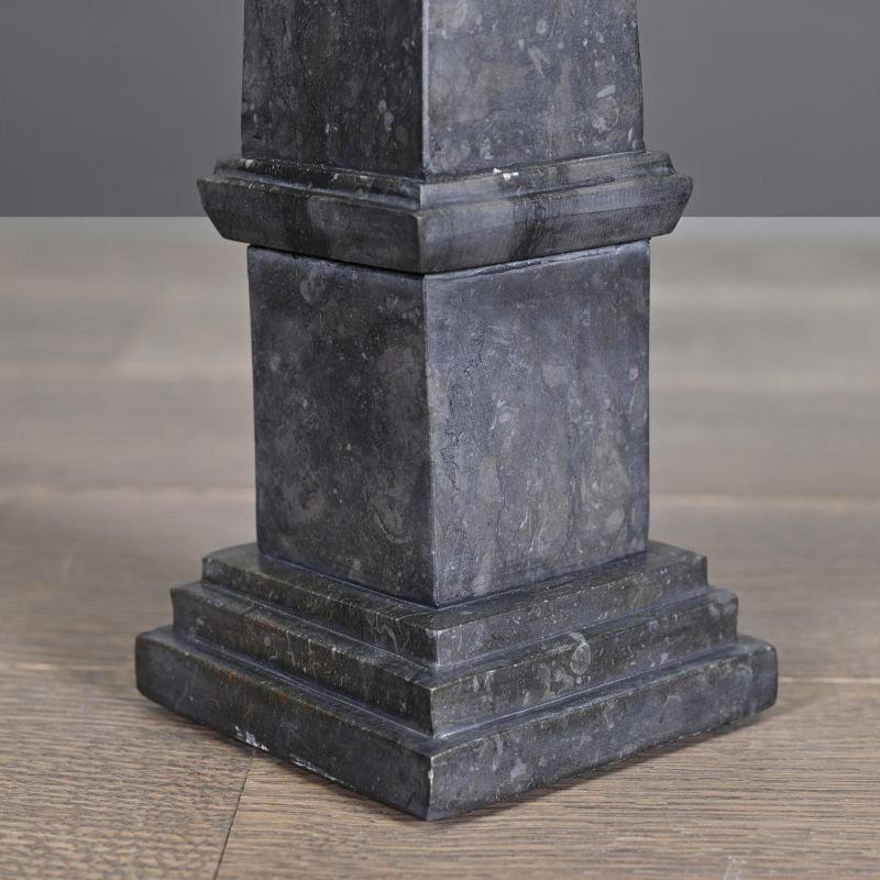 French Pair of Small Black and Grey Marble Obelisks, Napoleon III Style, 20th Century. For Sale
