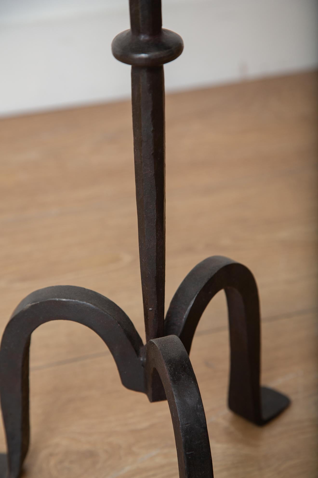 Pair of Small Black Iron Side or Drink Tables In Excellent Condition In Miami, FL