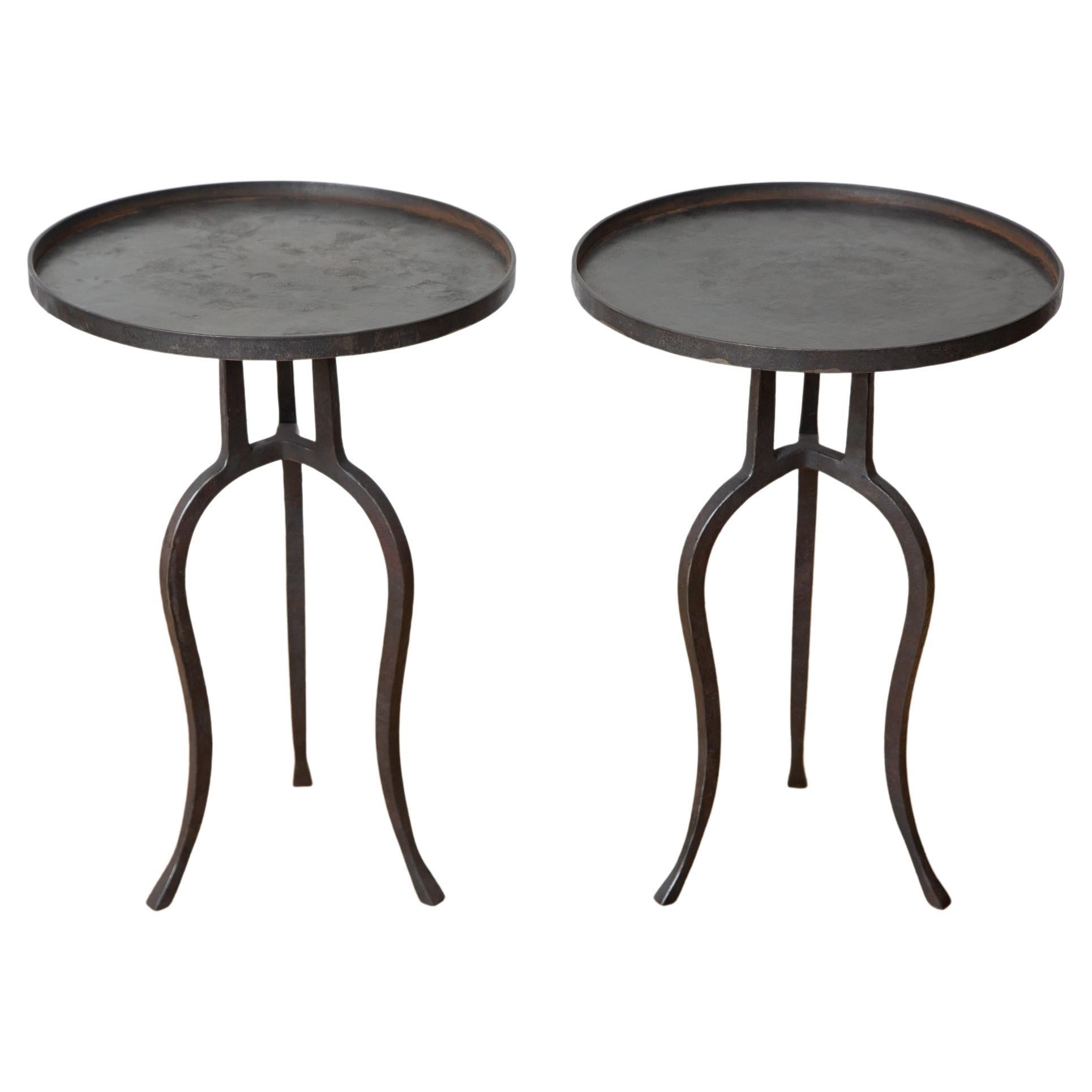 Pair of Claudio Rayes Iron Side Tables at 1stDibs