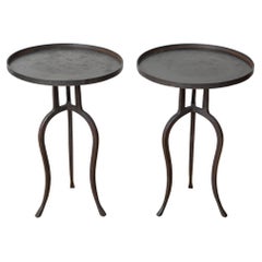 Coppia di tavolini in ferro nero, in stock