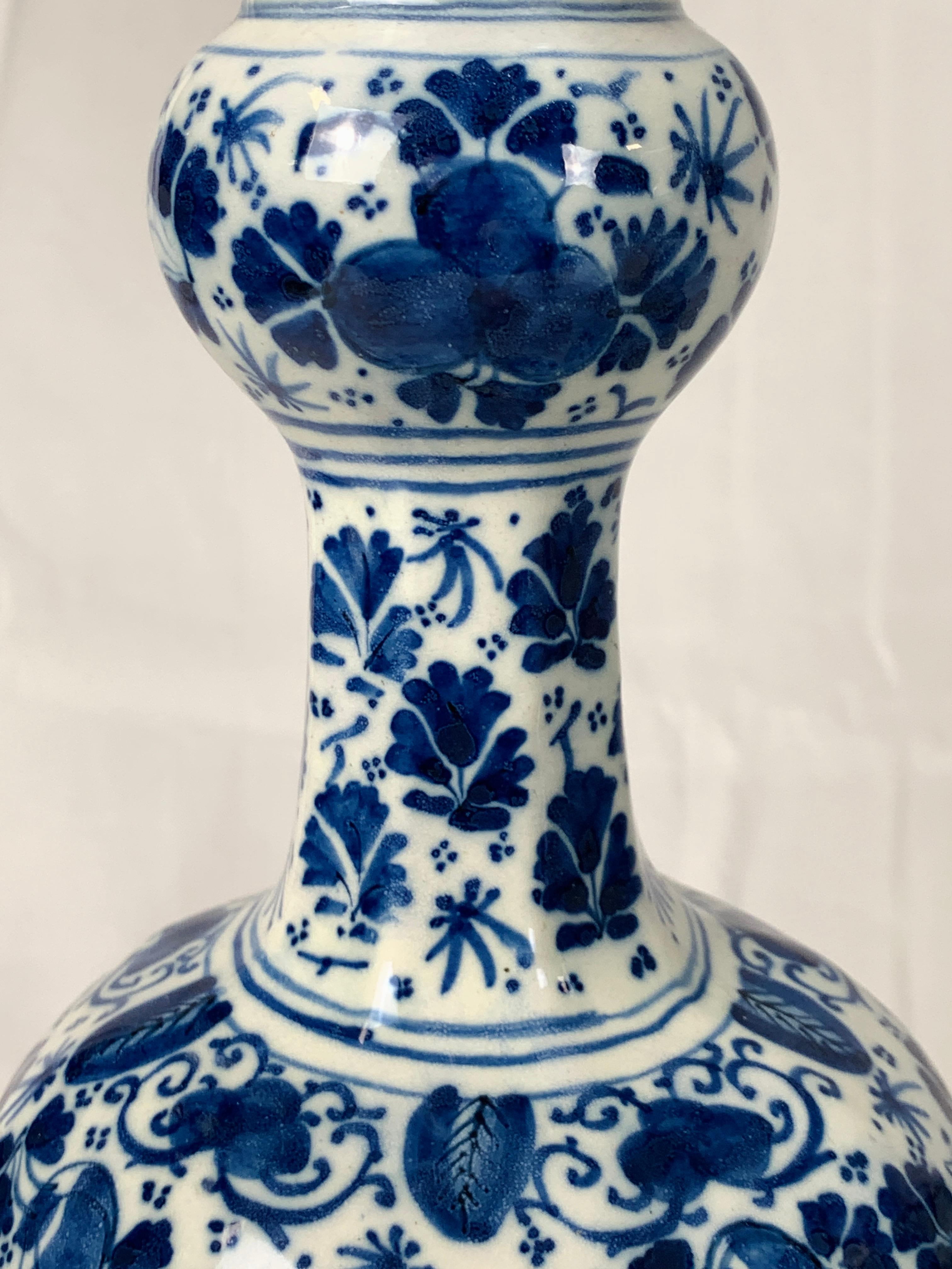 Pair of Small Blue and White Dutch Delft Vases Made, 18th Century circa 1760 2