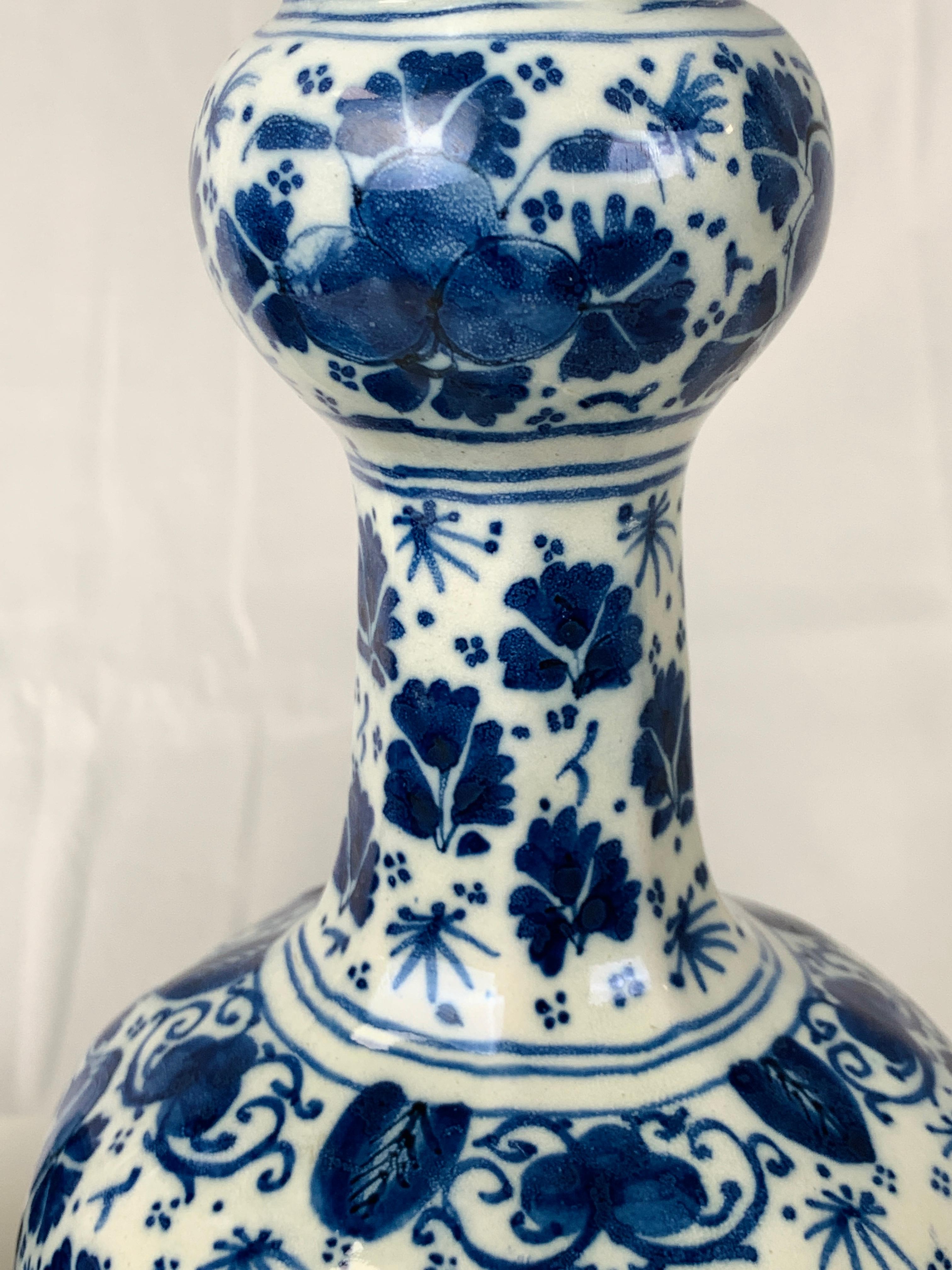 Pair of Small Blue and White Dutch Delft Vases Made, 18th Century circa 1760 1