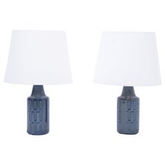 Pair of Small Blue Stoneware Table Lamps Model 1017 by Einar Johansen for Søholm