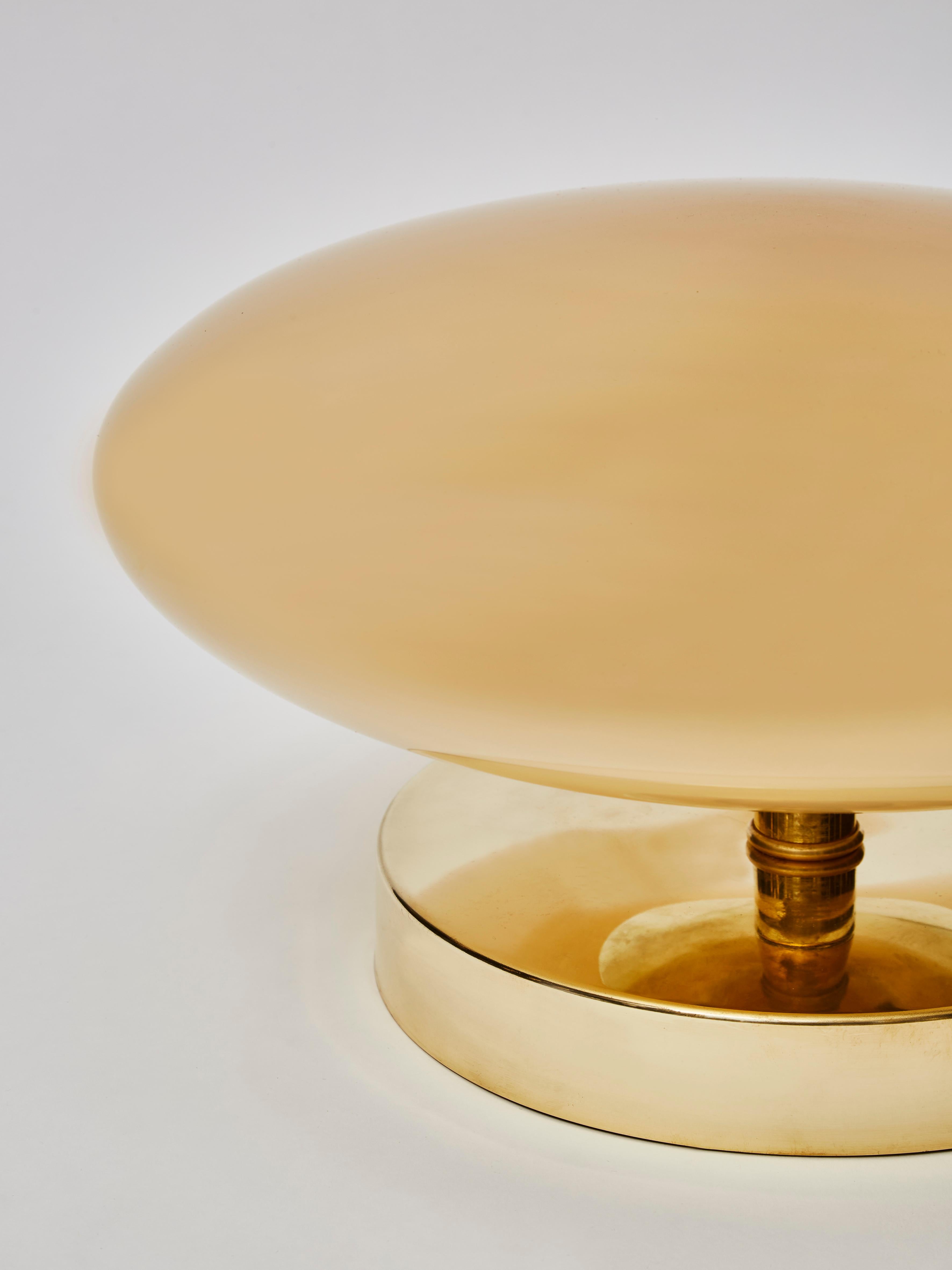 Italian Pair of Small Brass and Glass Table Lamps