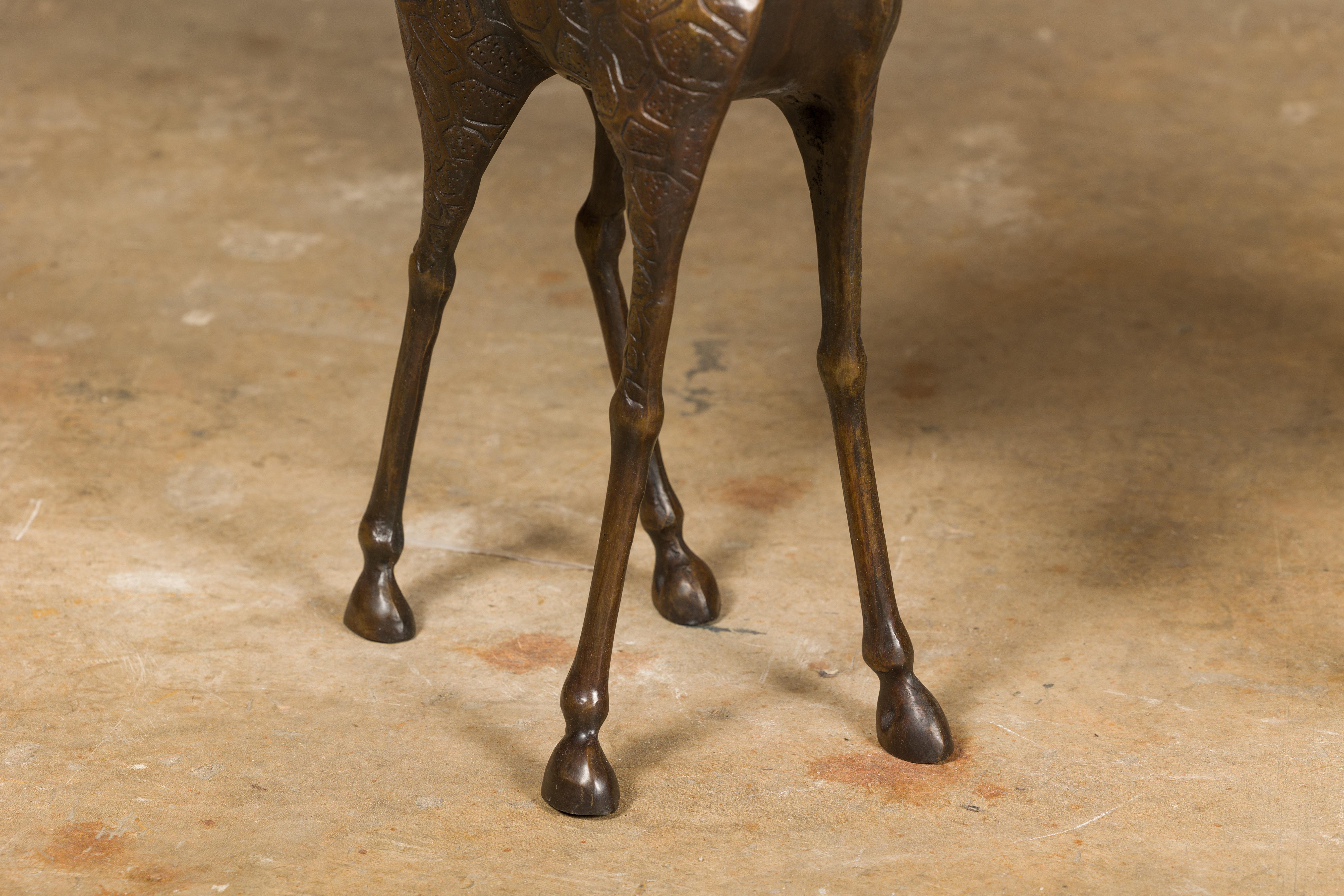 Pair of Small Bronze Midcentury Giraffe Sculptures, American Art For Sale 6