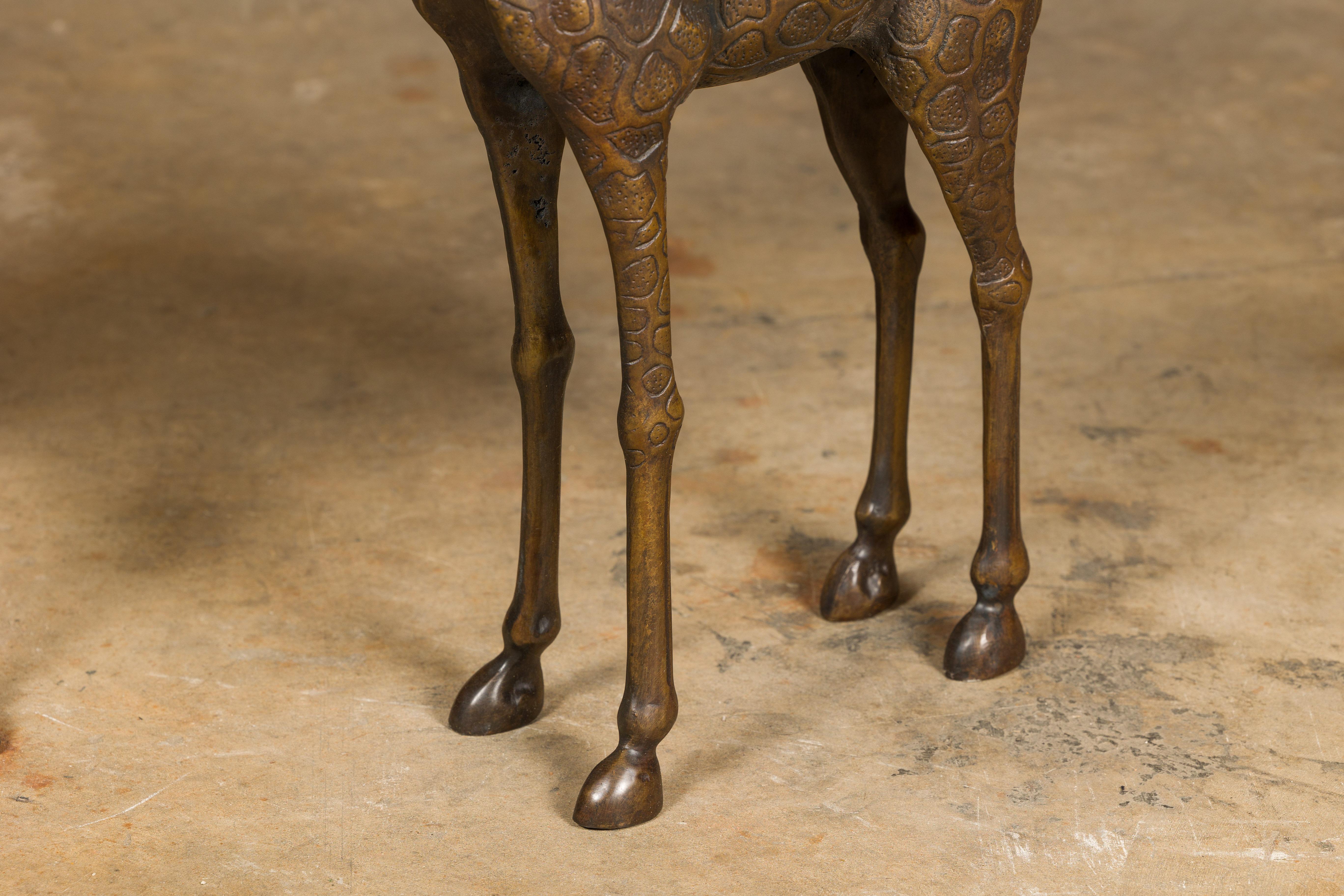 Pair of Small Bronze Midcentury Giraffe Sculptures, American Art For Sale 9