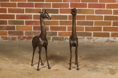 Pair of Small Bronze Midcentury Giraffe Sculptures, American Art