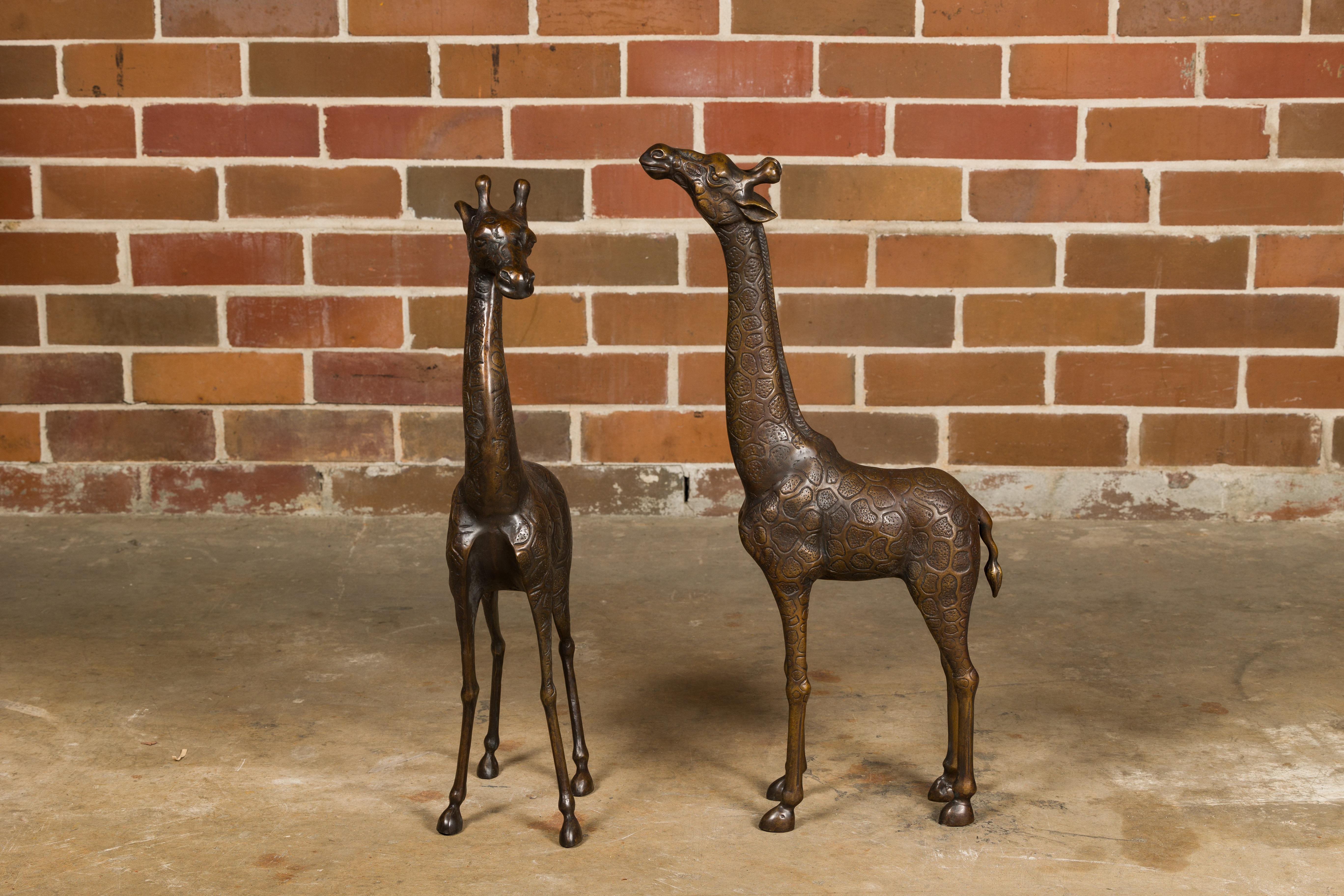 Pair of Small Bronze Midcentury Giraffe Sculptures, American Art For Sale 3