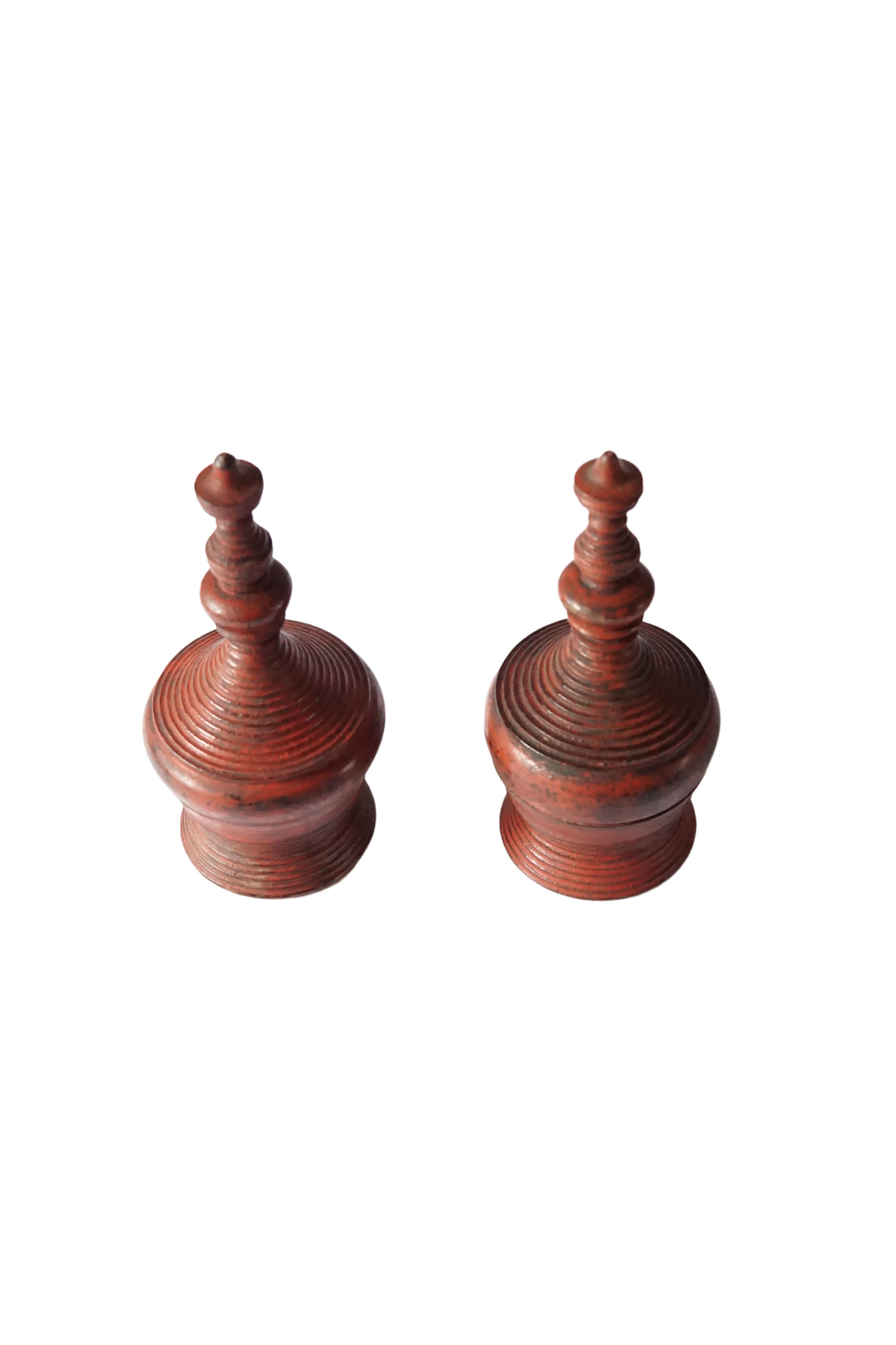 This pair of Small Lacquered Offering Vessels are know in Myanmar as 