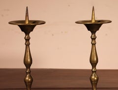 Pair of Small Candlesticks in Bronze, 18th Century