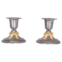 Paire de petits chandeliers en métal Silver