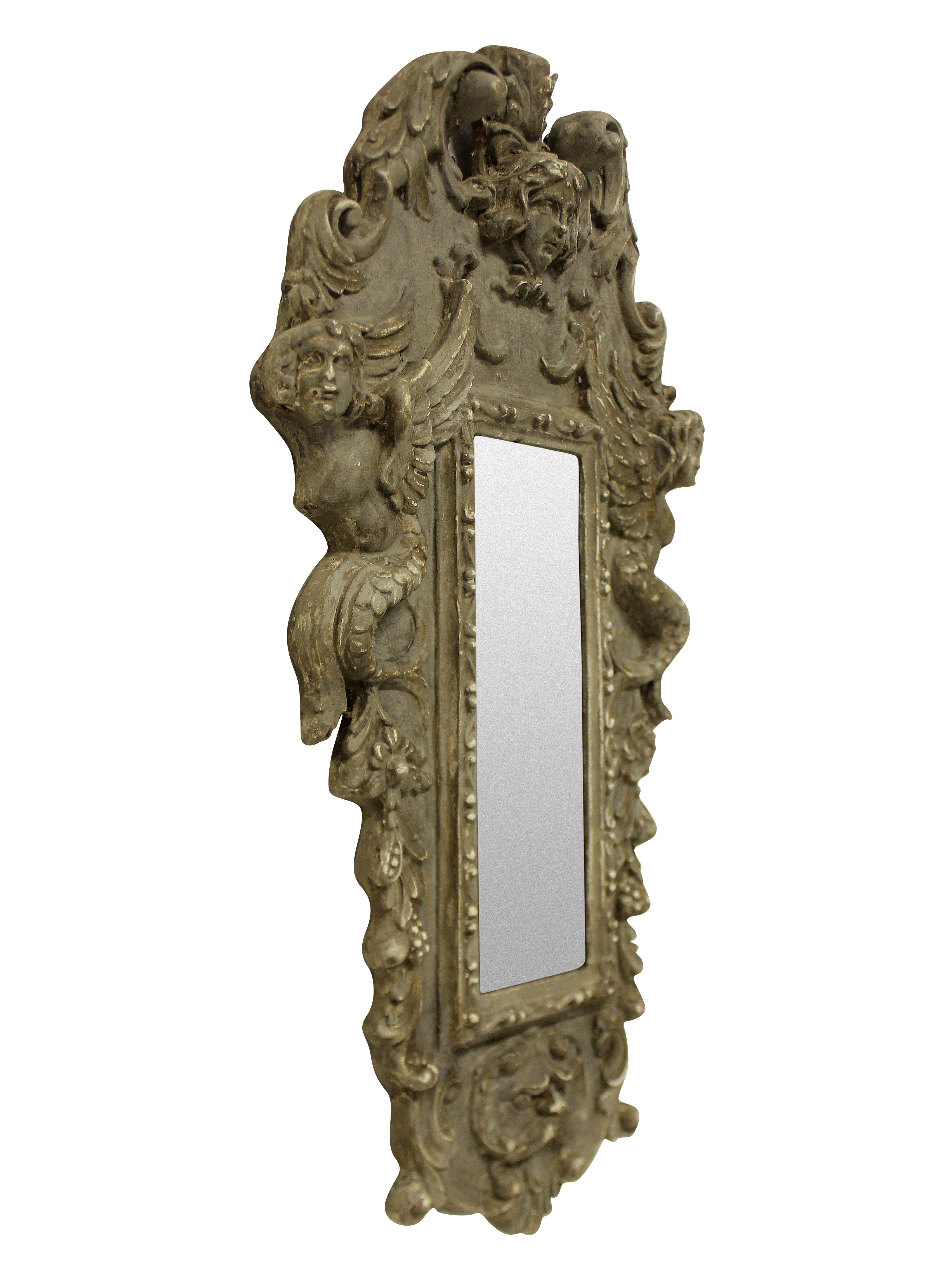 Hand-Carved Pair of Small Carved and Painted Venetian Mirrors