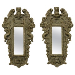 Pair of Small Carved and Painted Venetian Mirrors