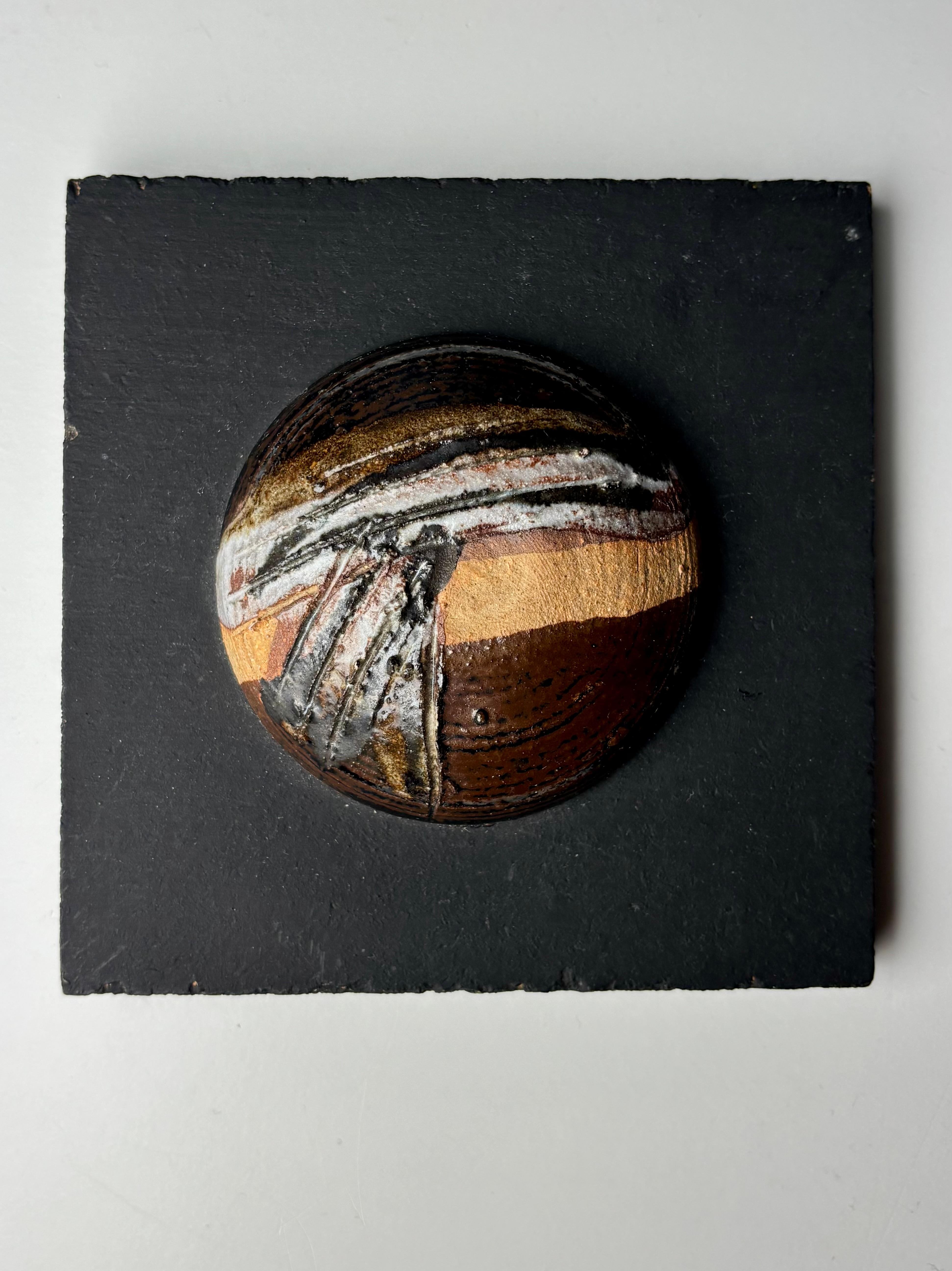 Danish Pair of Small Ceramic Wall Art Plaques, 1970s For Sale