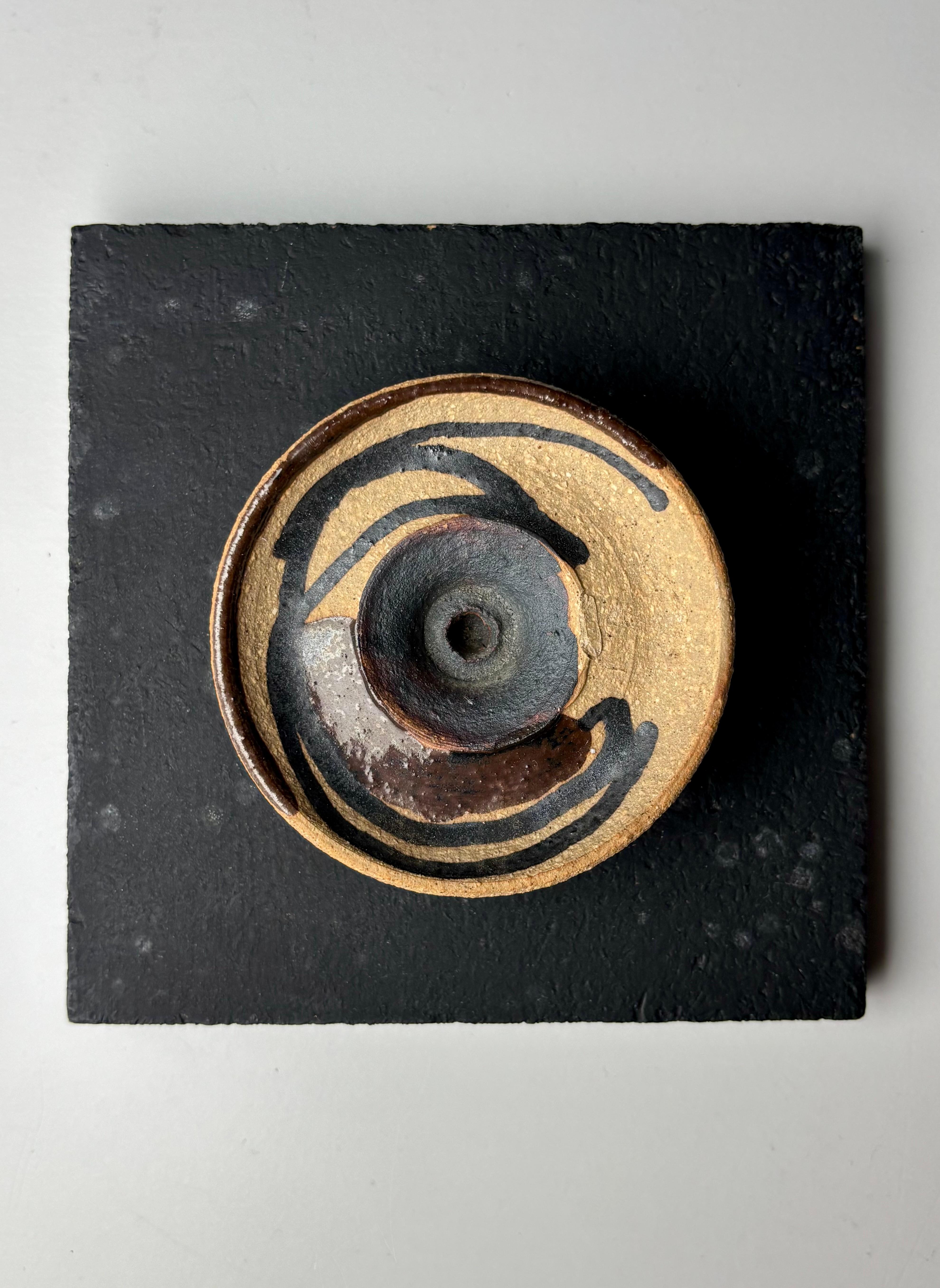 Glazed Pair of Small Ceramic Wall Art Plaques, 1970s For Sale