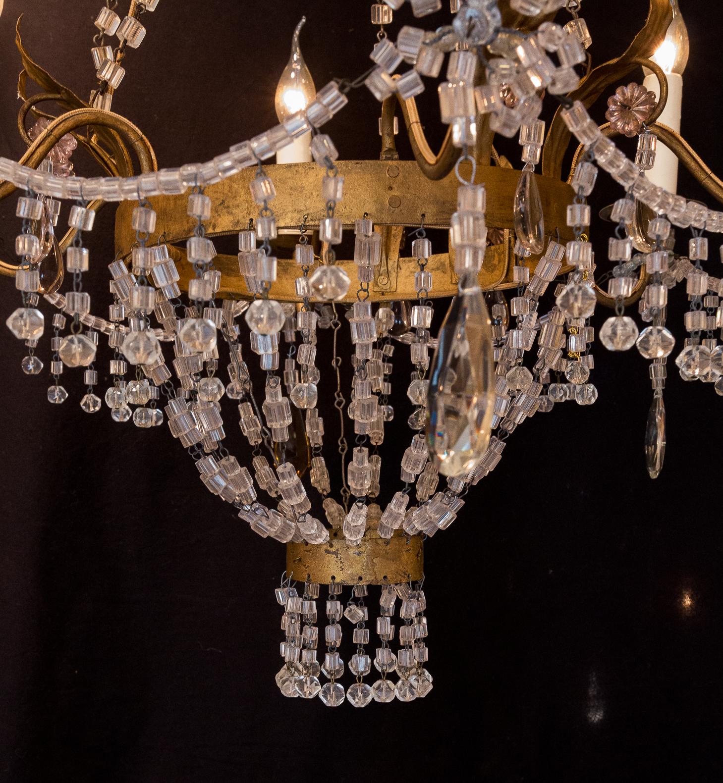 Pair of Small Chandeliers, Brass and Handcut Crystal, 19th Century 10