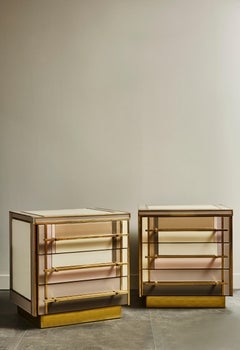 Paire de petites commodes en miroir de Studio Glustin