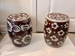 Pair of Small Chinese Garden Stools / Drinks Tables