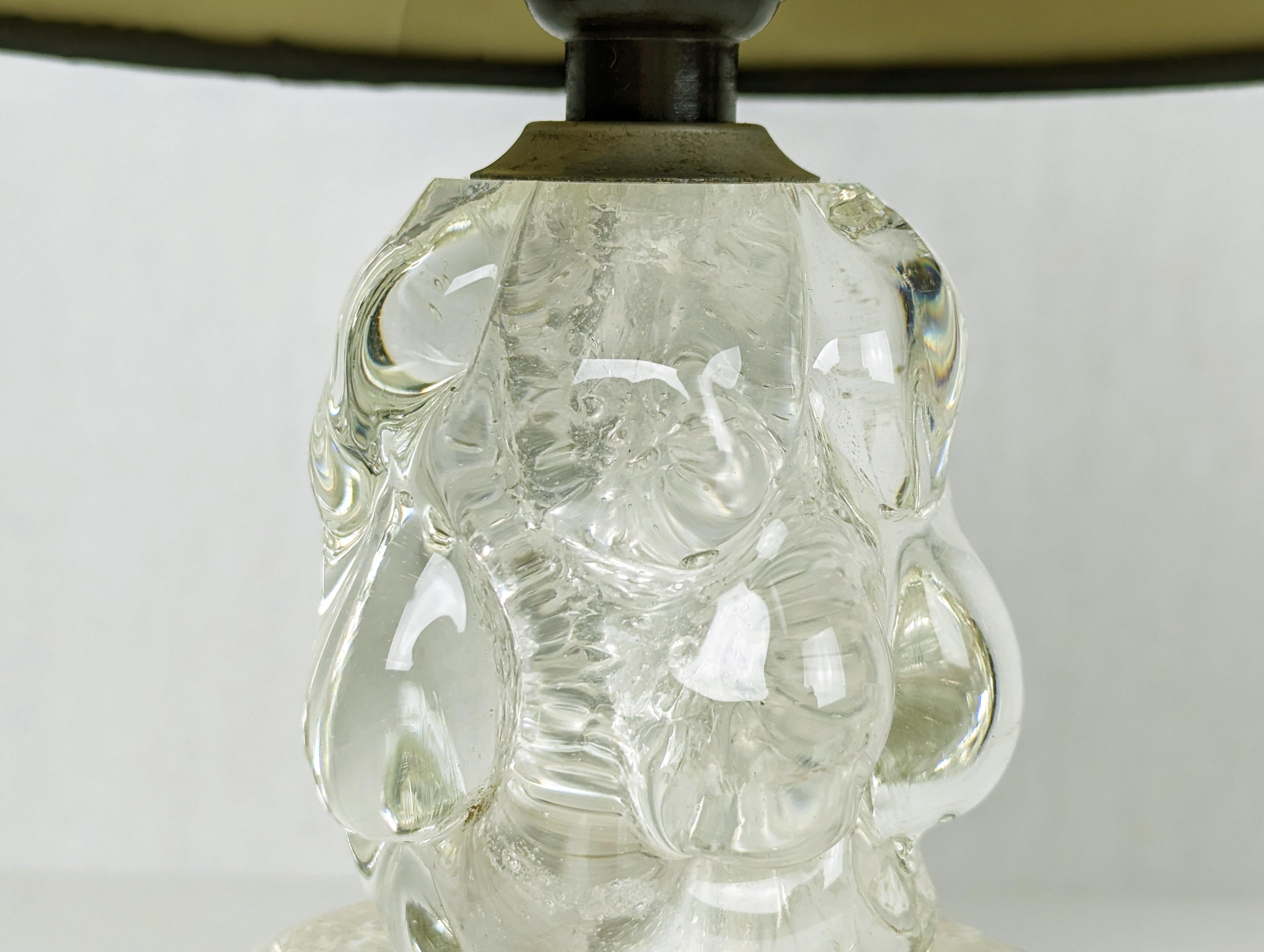Pair of small nightstand abat jours in clear Murano glass with 